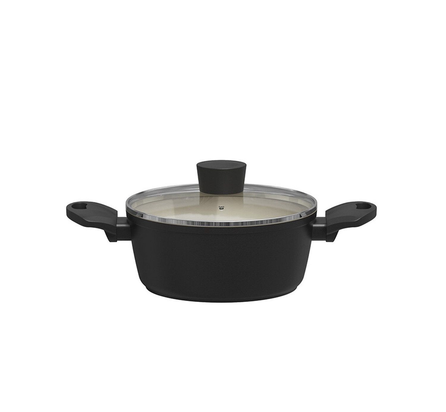 Michelino Kochtopf Nora New Line Fleischtopf mit Glasdeckel & Softgriff - 20 cm, Aluminium (1-tlg), Induktionsgeeignet, mit Glasdeckel, ø20 cm