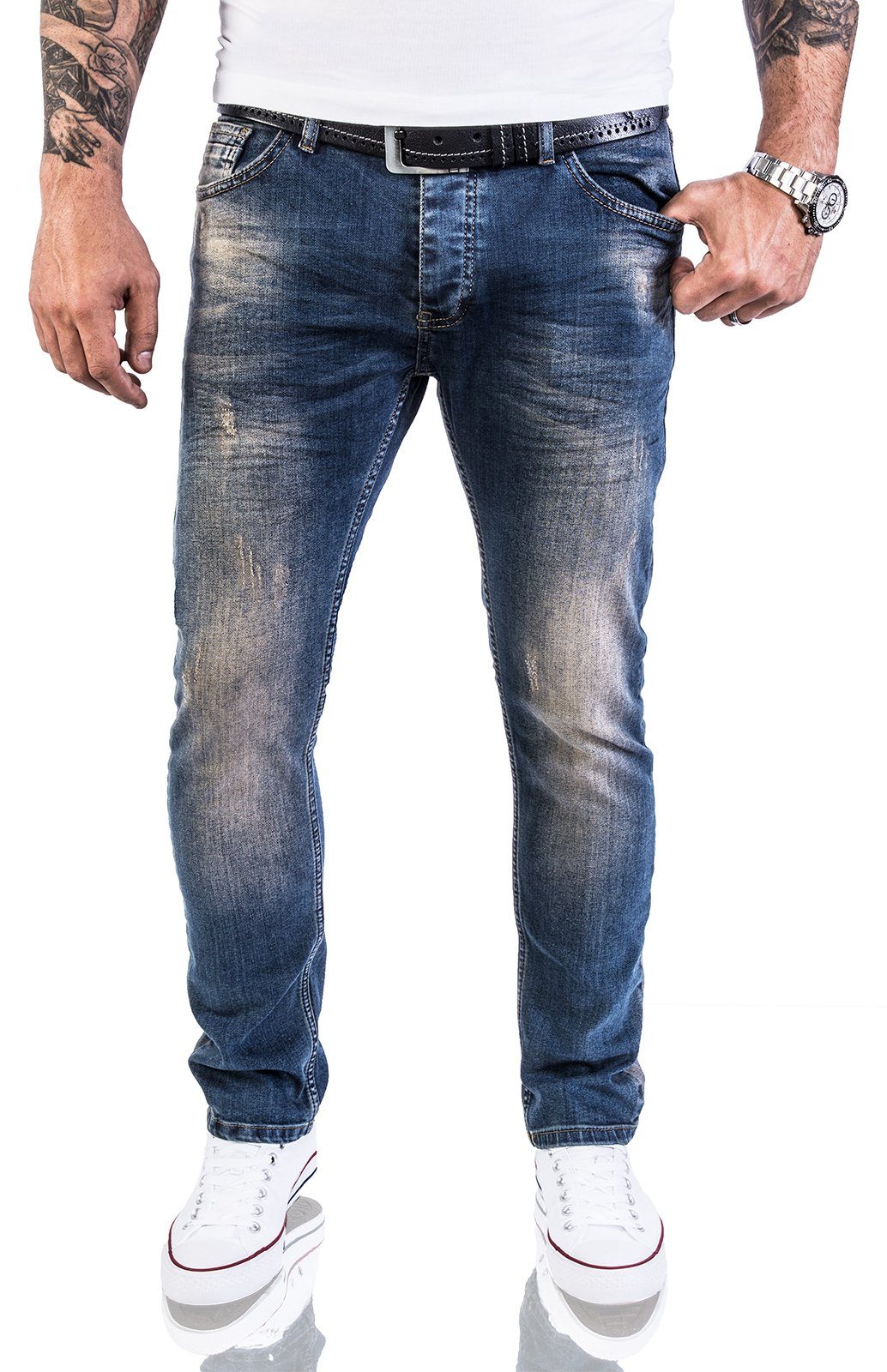 Rock Creek Slim-fit-Jeans Herren Jeans Slim Fit Blau M21 Dirty Blue