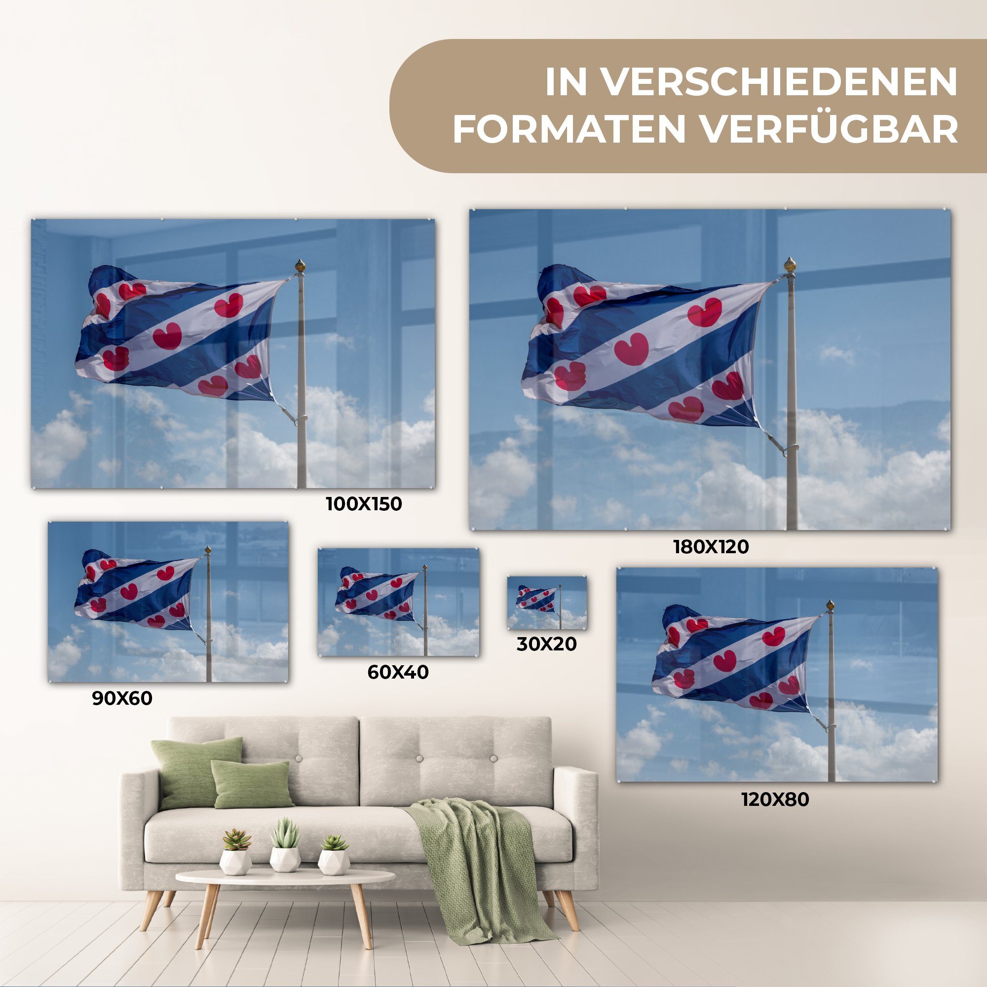Friesland (1 MuchoWow St), Acrylglasbild - - Schlafzimmer Flagge Wohnzimmer Friesische Himmel, & Acrylglasbilder