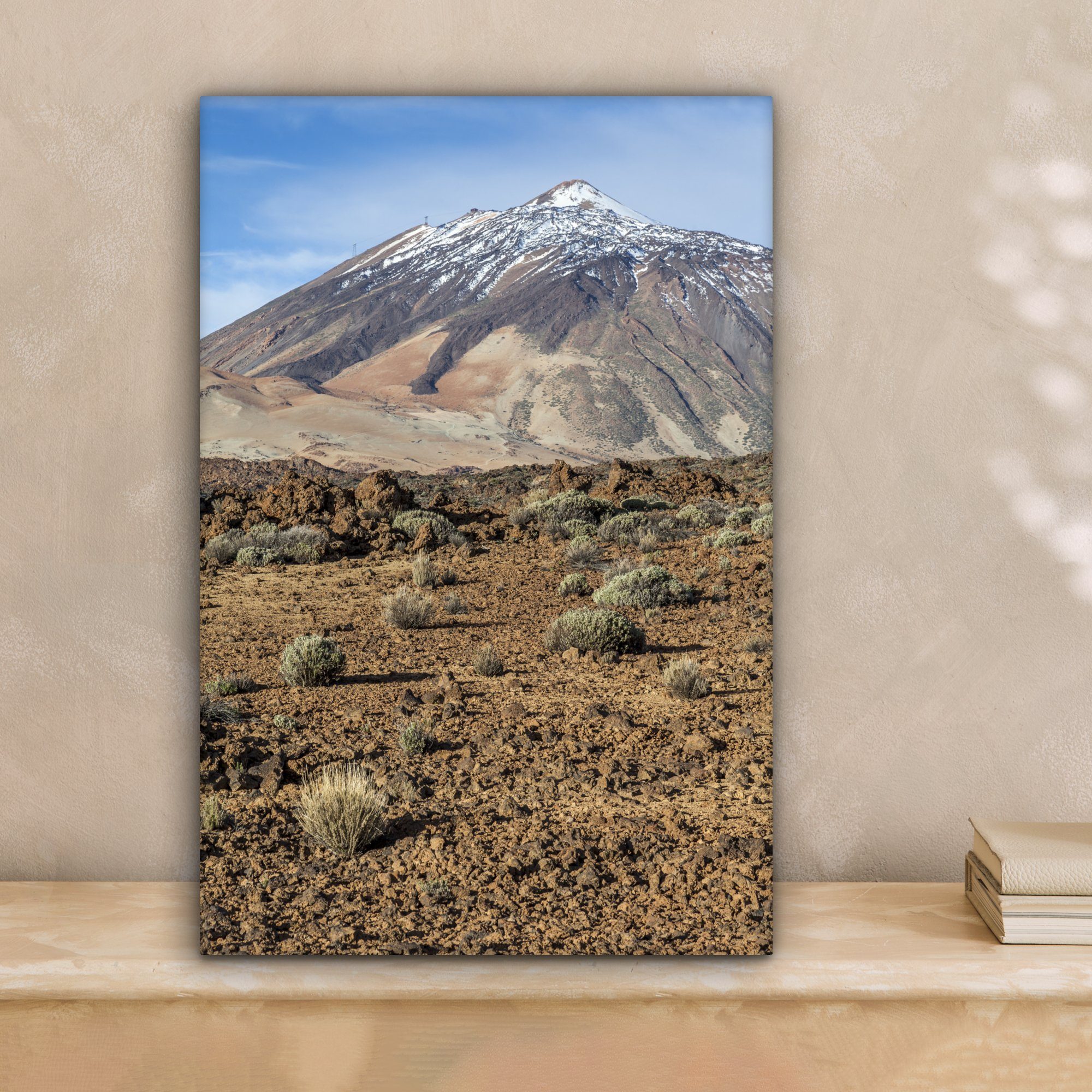 Der fertig seine Teide bespannt Spanien, (1 und El Leinwandbild Teneriffa OneMillionCanvasses® St), Leinwandbild Vulkan Gemälde, Zackenaufhänger, inkl. 20x30 cm Landschaft