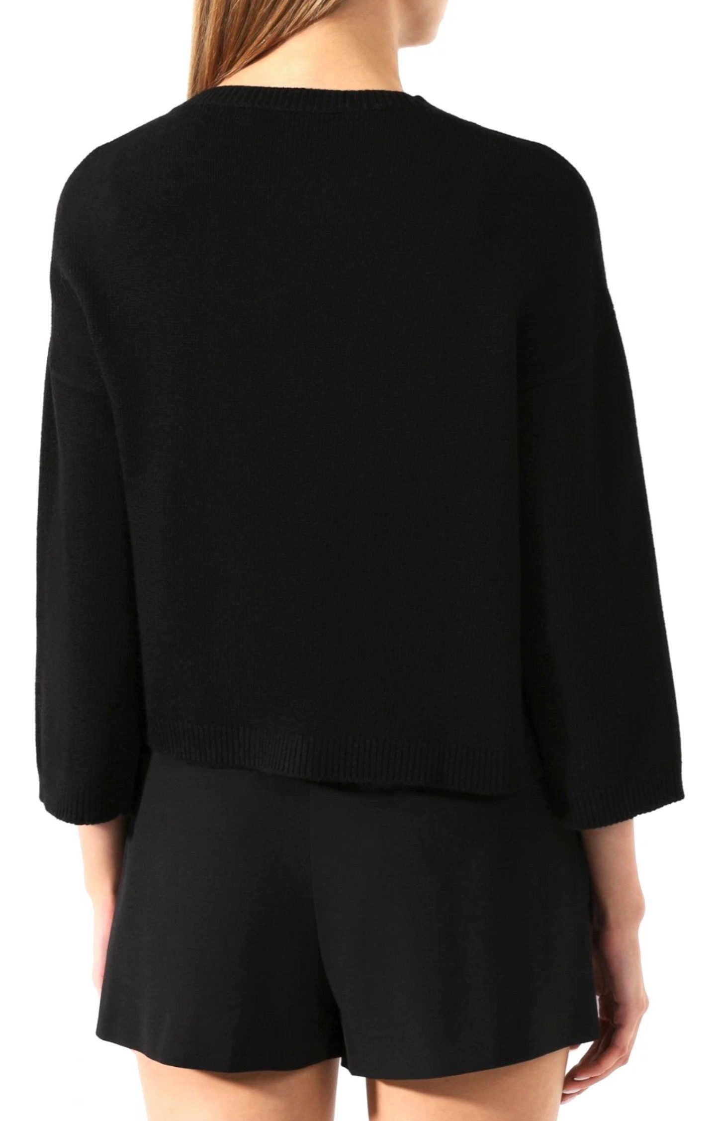 Valentino Strickpullover Red Ladies Cropped Jumper Pullover Stickerei/Intarsia-Schriftzug auf der Vorderseite