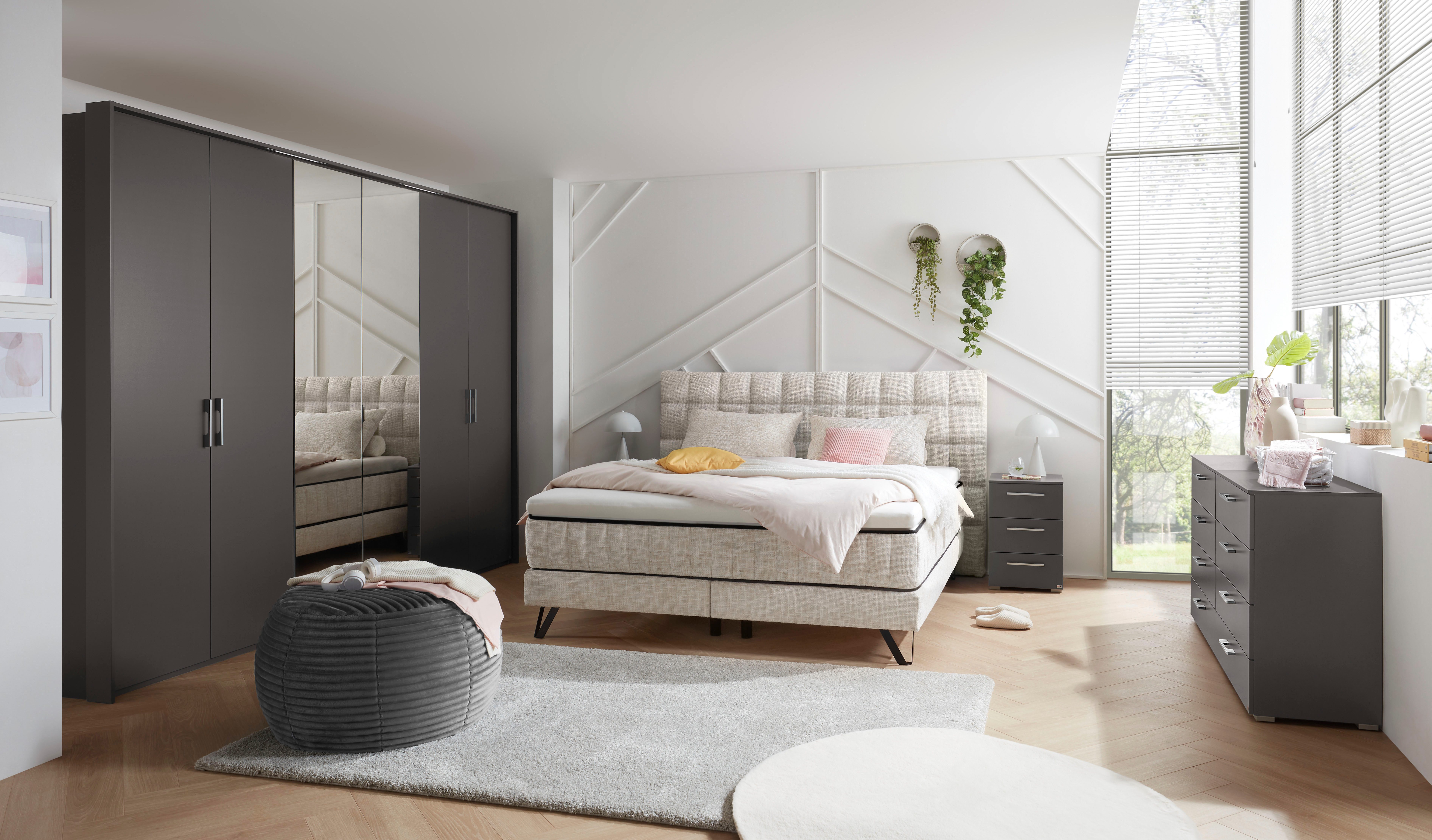 set one by Musterring Boxspringbett Baldwin, mit Duo-Matratze, Kopfteil mit quadratischer Steppung, 180 x 200 cm