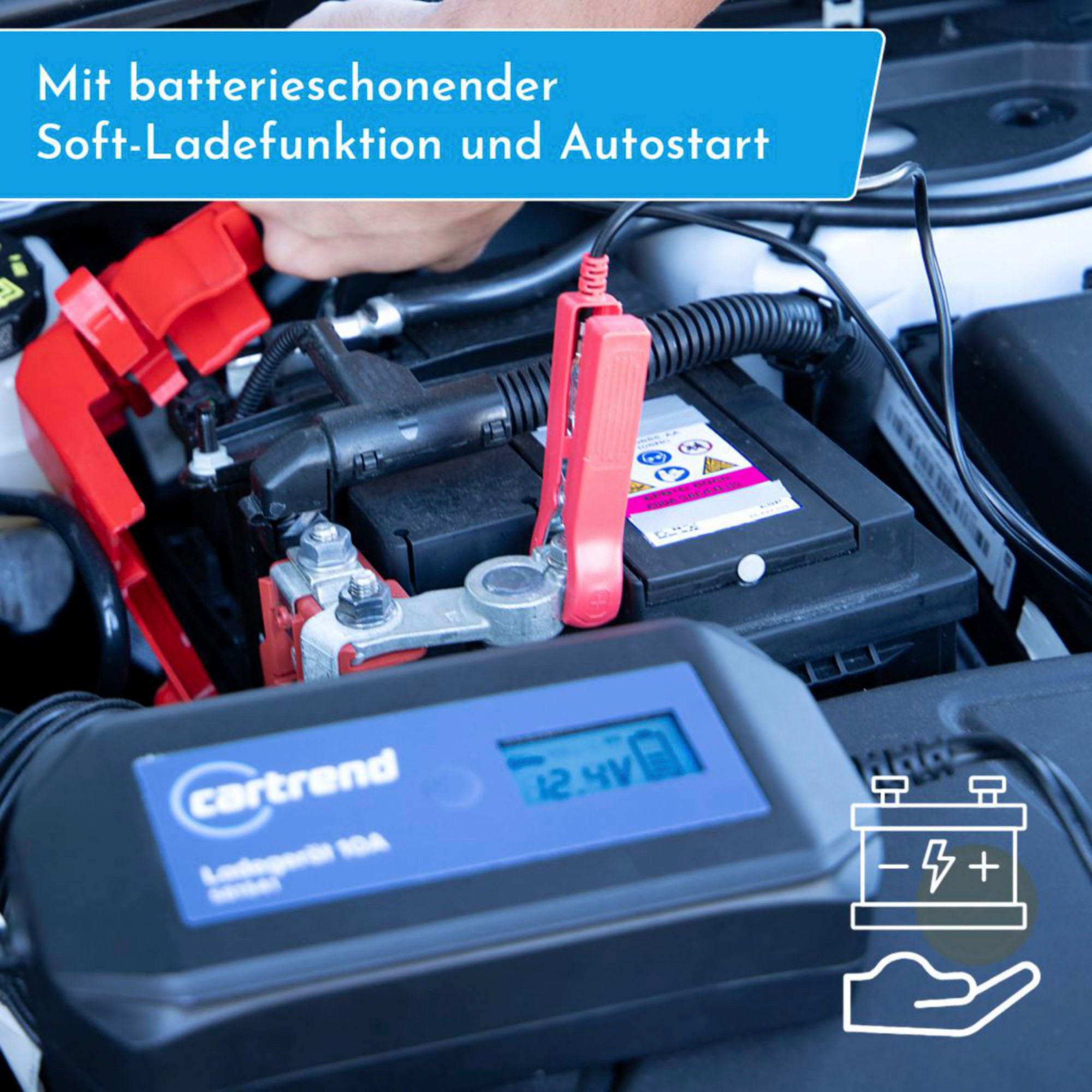 Cartrend Batterieladegerät DP10.1 mit Mikroprozessor-Technologie 12V/24V, 10A Autobatterie-Ladegerät