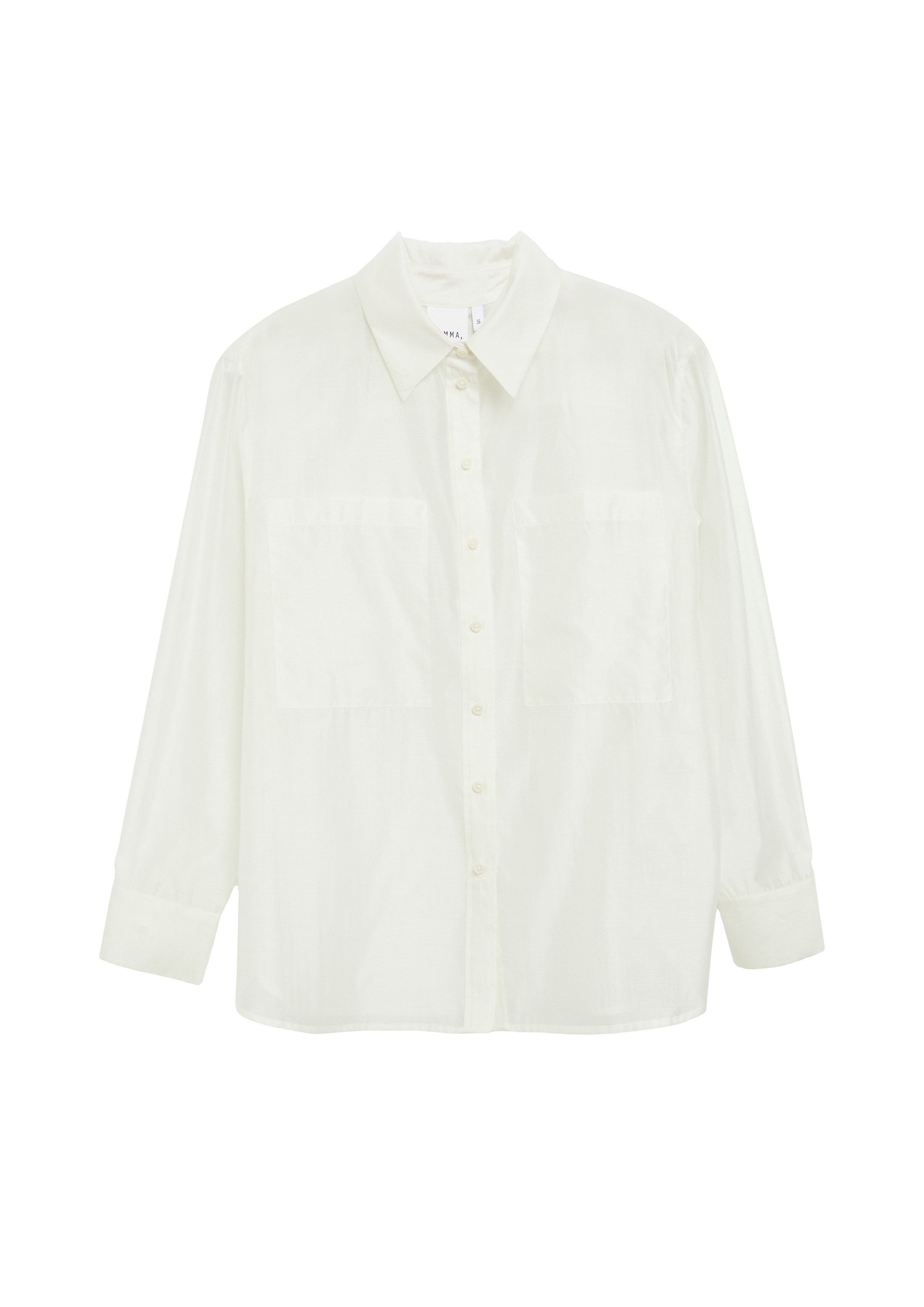 comma Langarmbluse Bluse Transparente Organza-bluse mit aufgesetzten Taschen