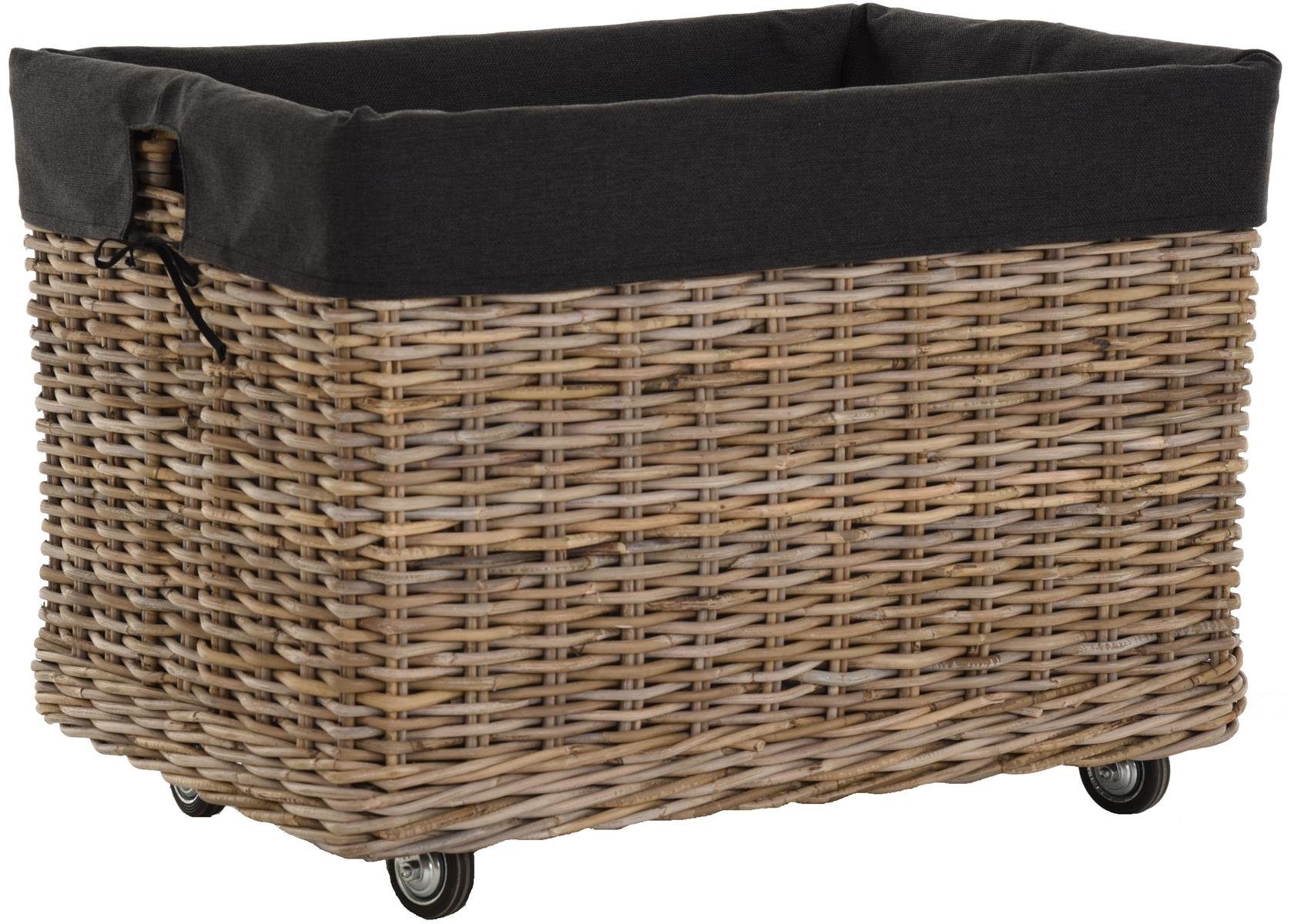 Krines Home Kaminholzkorb Großer Rollkorb Holzwagen Natur Rattan Korb Rollw günstig online kaufen