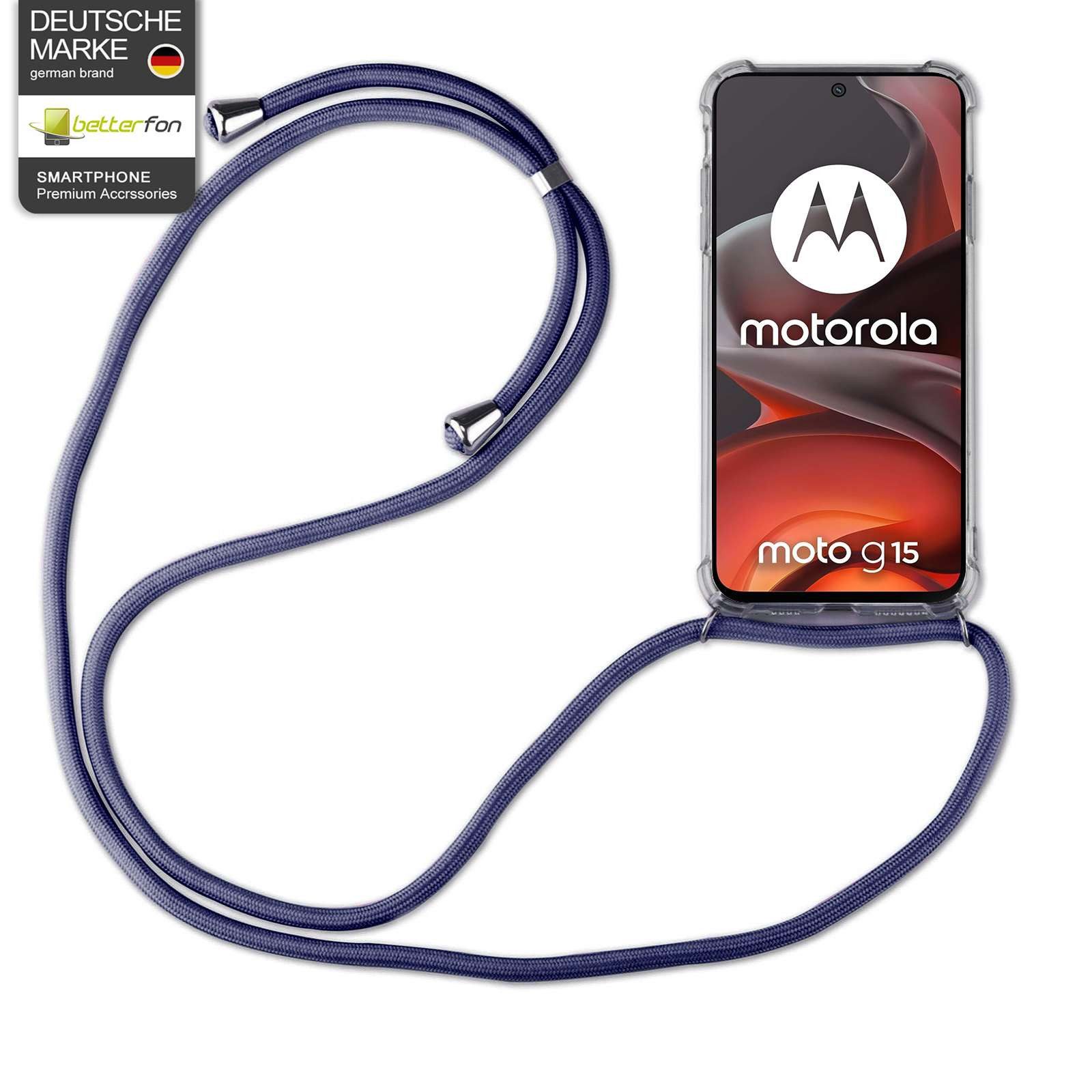 betterfon Handykette für Motorola Moto G15 / Moto G15 Power Handyhülle mit Band & Kordel, Premium-Panzerung – stoßfest, kratzresistent & passgenau mit Kordel