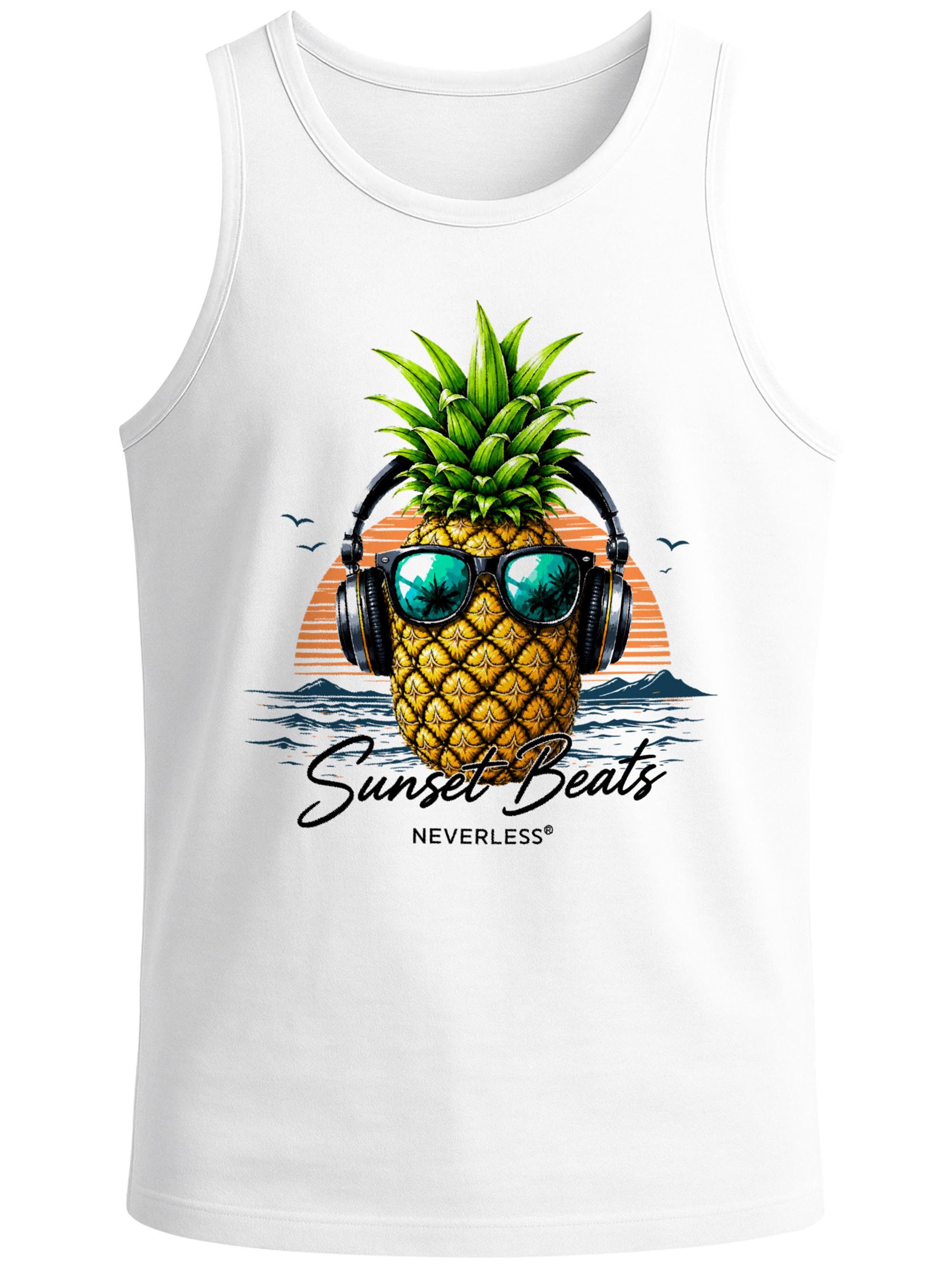 Neverless Tanktop Tanktop Herren mit Grafik-Print - Sunset Beats - Trägershirt mit Print – Bild 5 von 5