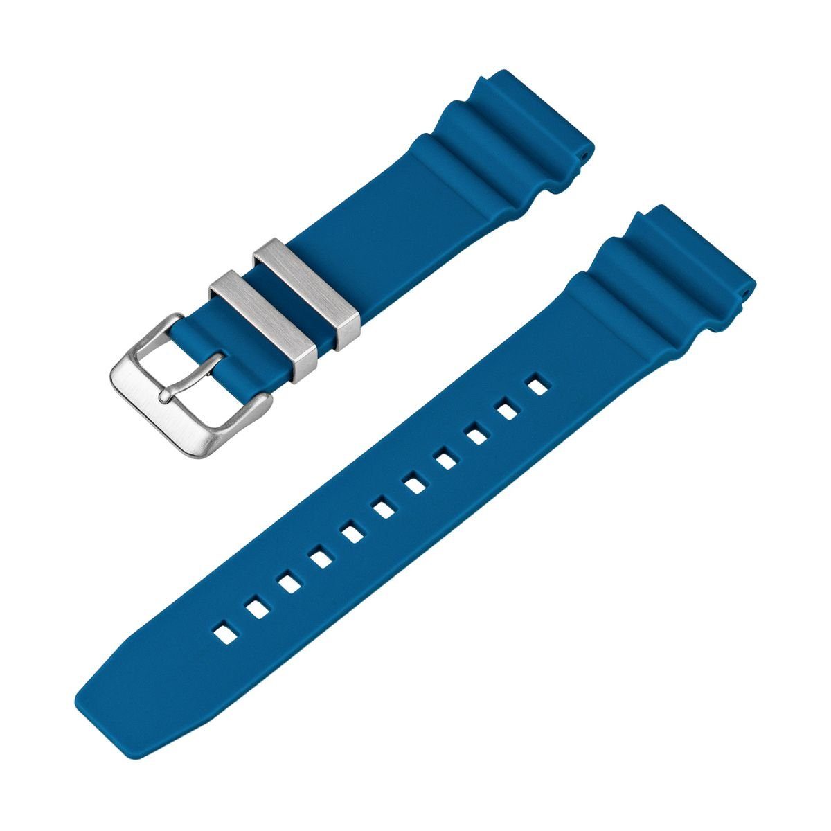 Tauchmeister Uhrenarmband PU-Armband Ersatzband blau mit Dornschließe 22 mm