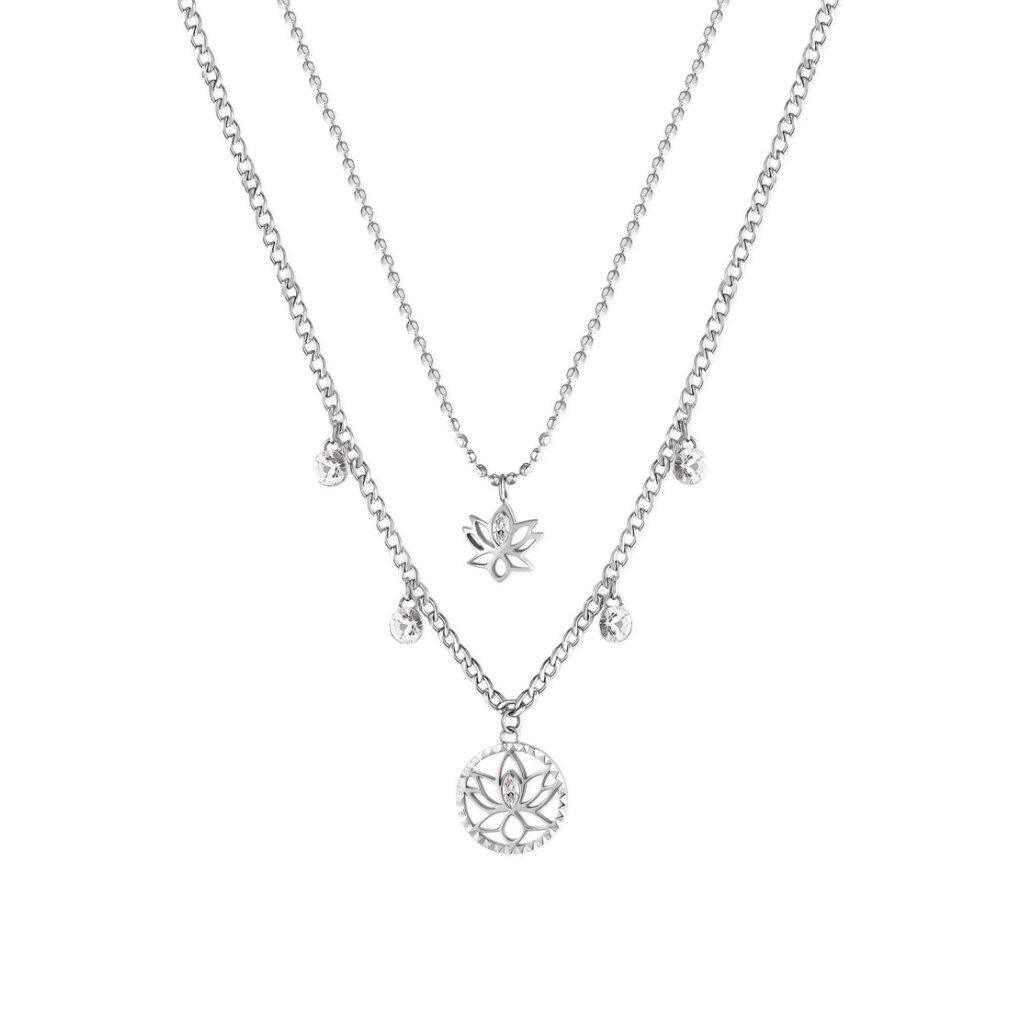 Brosway Kette mit Einhänger Charming Steel Necklace Lotus Flower Chakra BHKN064