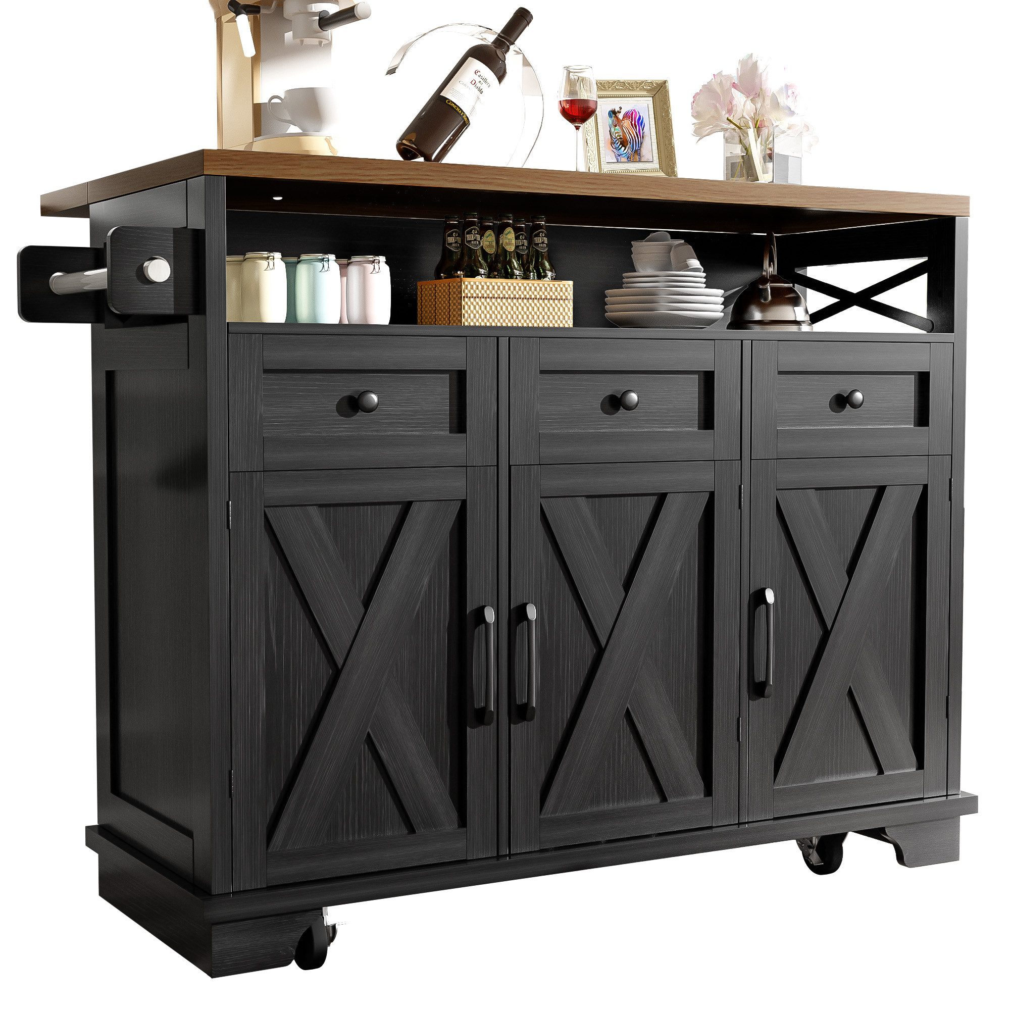 KLAM HOME Küchenwagen Kücheninsel mit Rollen günstig online kaufen