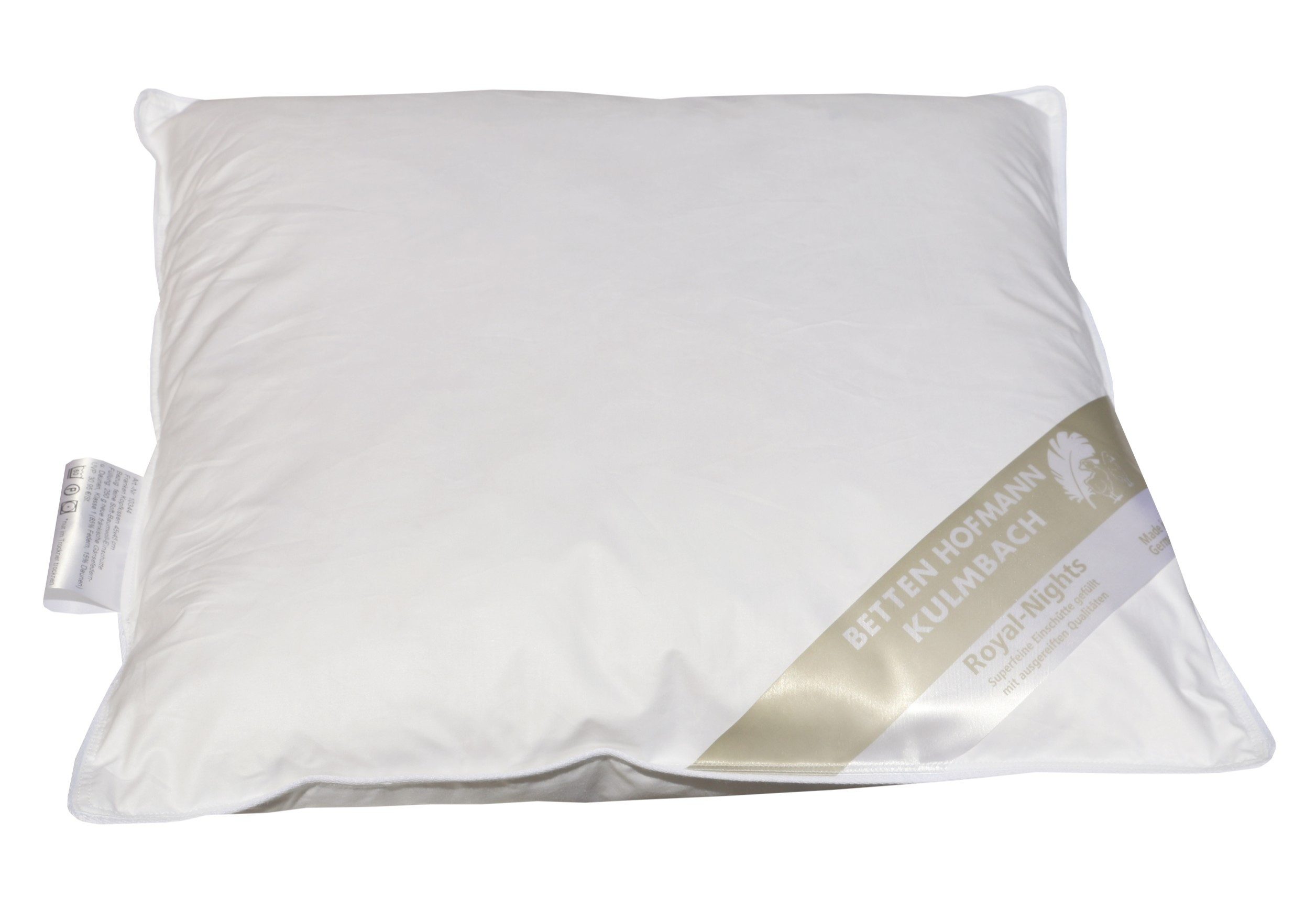 Betten Hofmann Federkopfkissen Betten Hofmann Franken Kissen 45x45cm Federkissen mit 15% Daunen 250g, Füllung: 85% Federn, 15% Daunen, Bezug: 100% Baumwolle, Seitenschläfer, Rückenschläfer, mit fränkischer Füllung, made in Germany, allergikergeeignet