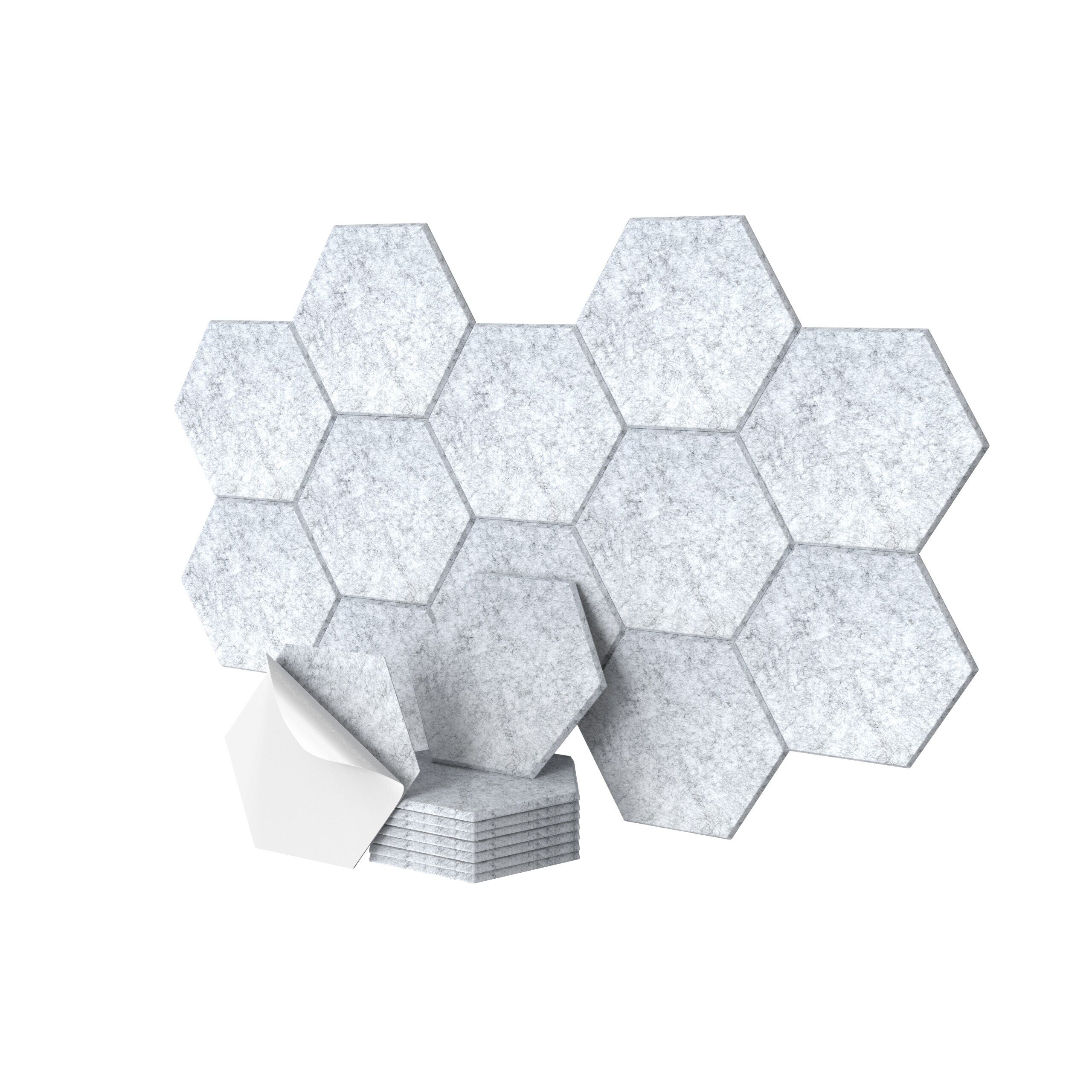 relaxdays Akustikplatte Hexagon Akustikplatten Set selbstklebend, (36-St), grau, 36 Stück