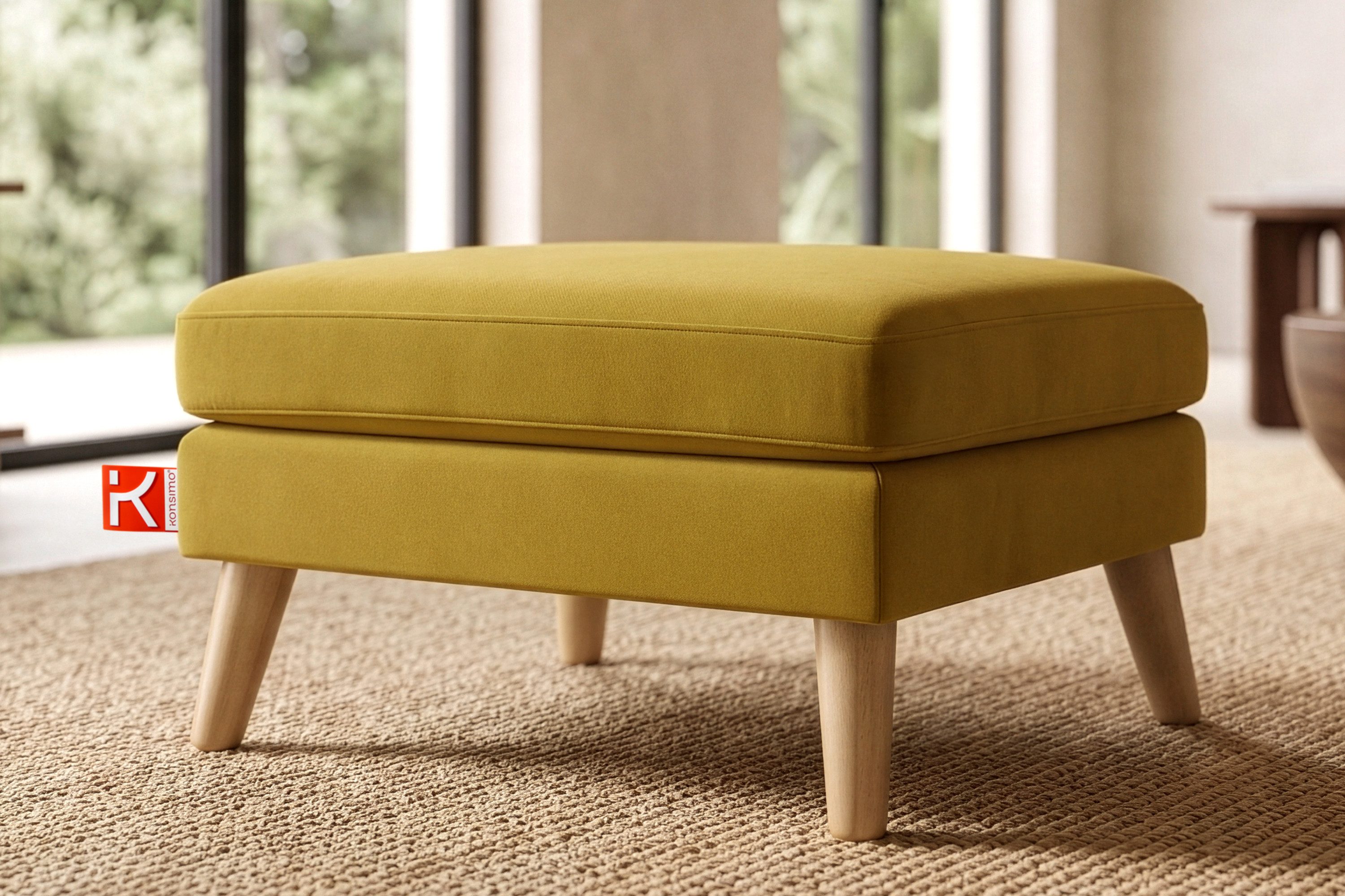 KONSIMO® Sitzhocker TAGIO hergestellt in Europa, 5 Jahre Garantie (Sitzhoker), Scandi-Stil, Gestell aus Massivholz