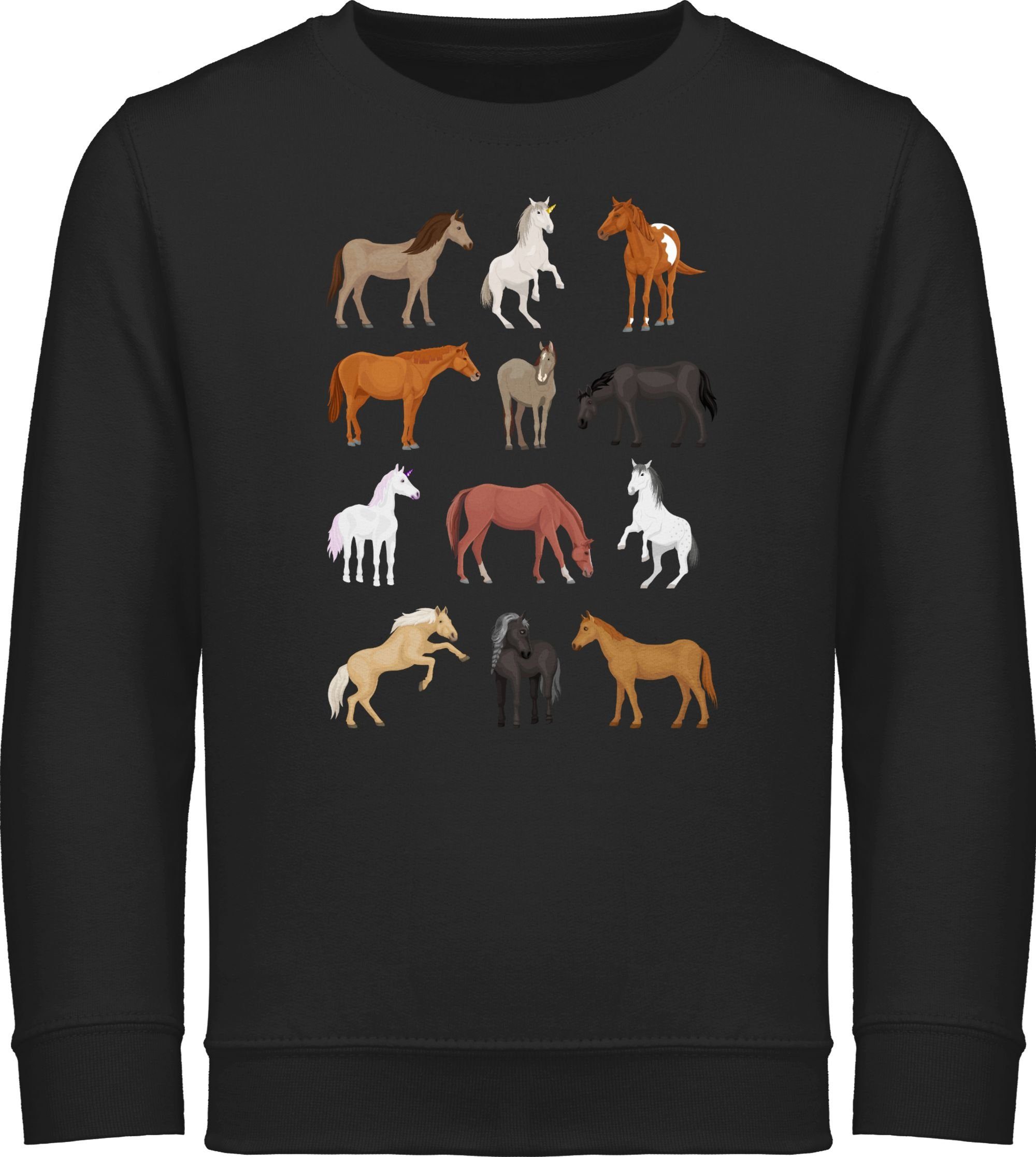 Shirtracer Sweatshirt Pferde Reihe Tiermotiv Animal Print 3 Schwarz