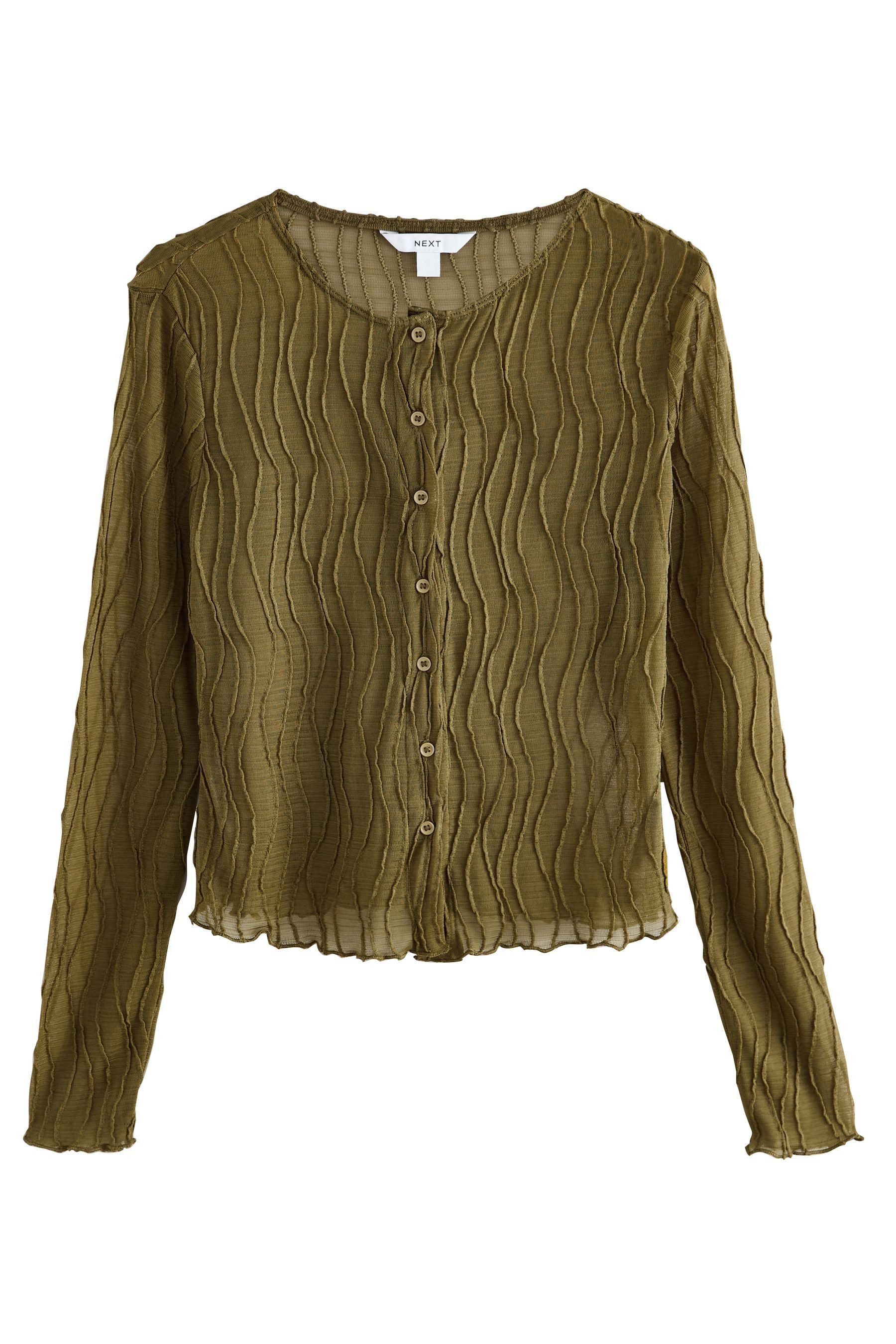 Strickjacke Langärmelige, strukturierte Strickjacke mit Mesh