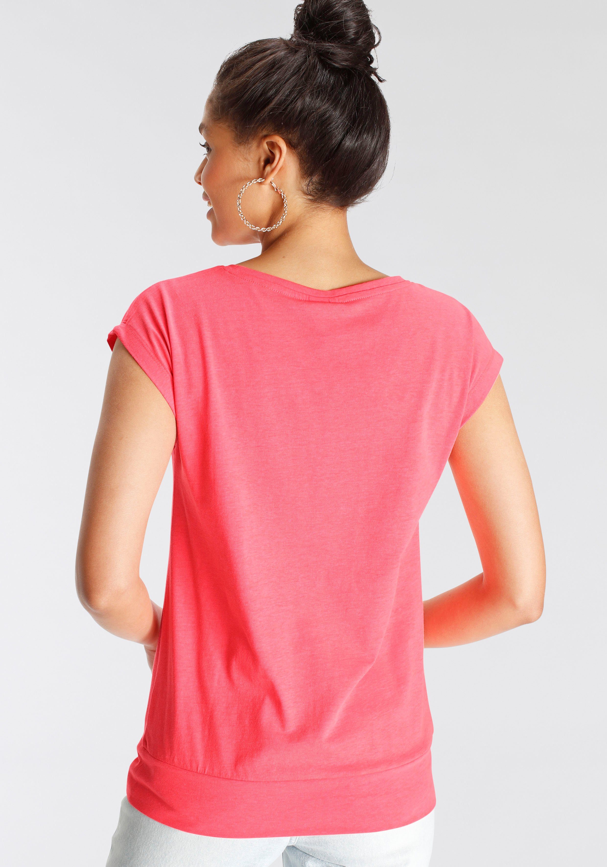 KOLLEKTION NEUE mit - AJC Neon Print + Grau Statement Pink 2-tlg) (Set, T-Shirt mélange