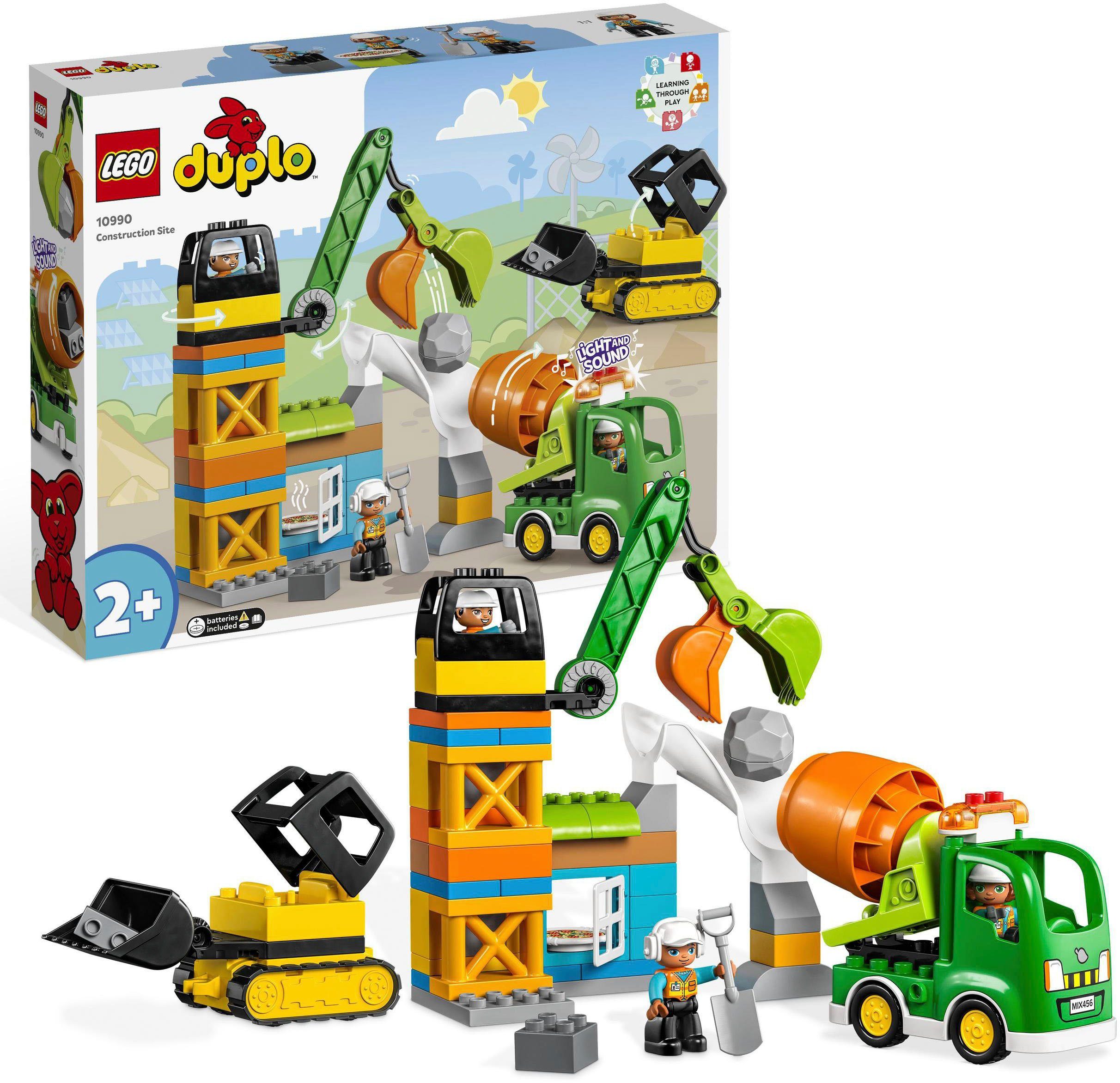 LEGO® Konstruktionsspielsteine »Baustelle mit Baufahrzeugen (10990), LEGO®  DUPLO Town«, (61 St), mit Licht und Sound; Made in Europe