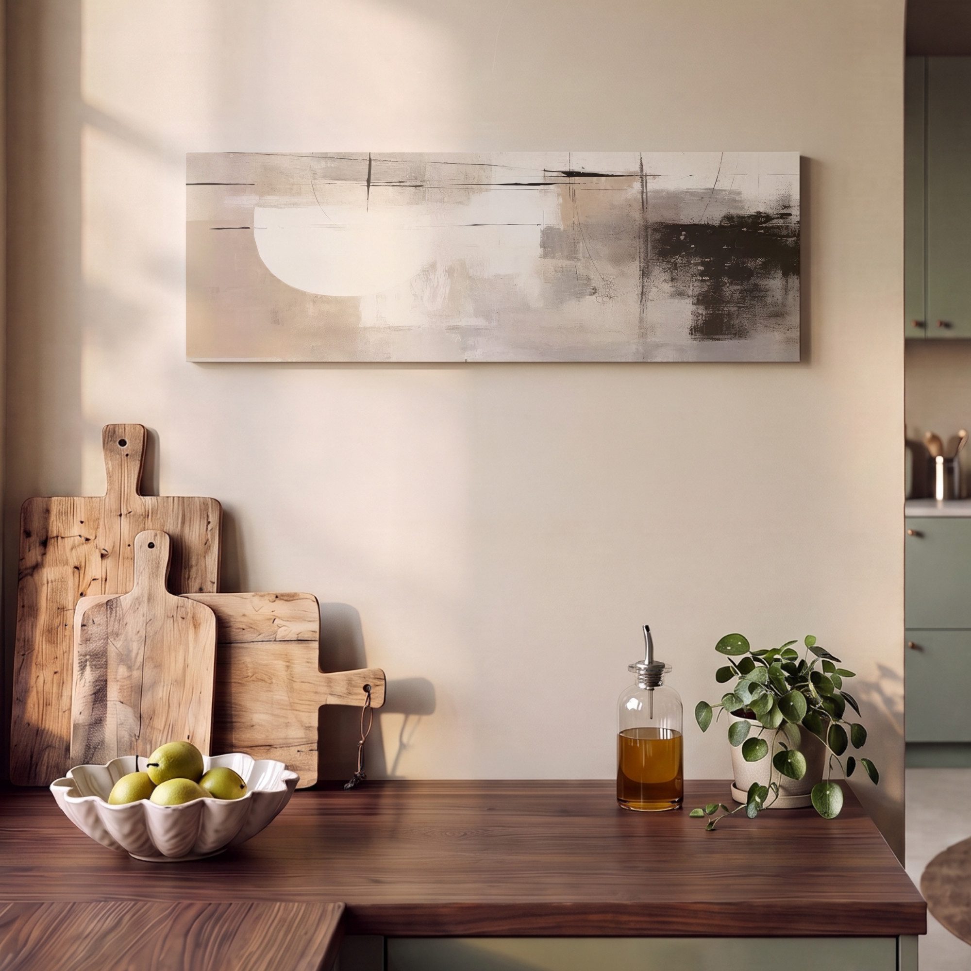 OneMillionCanvasses® Leinwandbild Panorama Abstrakt - Kunst - Grau, Fotodruck (1 St), Wandbild, Deko Schlafzimmer Wohnzimmer Flur 60x20 cm – Bild 5 von 5