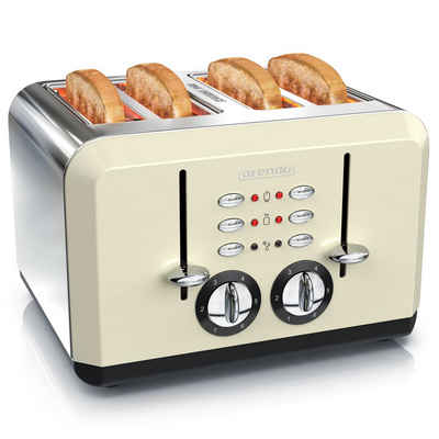 Arendo Toaster, 4 kurze Schlitze, für 4 Scheiben, 1630 W, Automatik Toaster im Edelstahlgehäuse für 4 Scheiben BREAKFAST X2