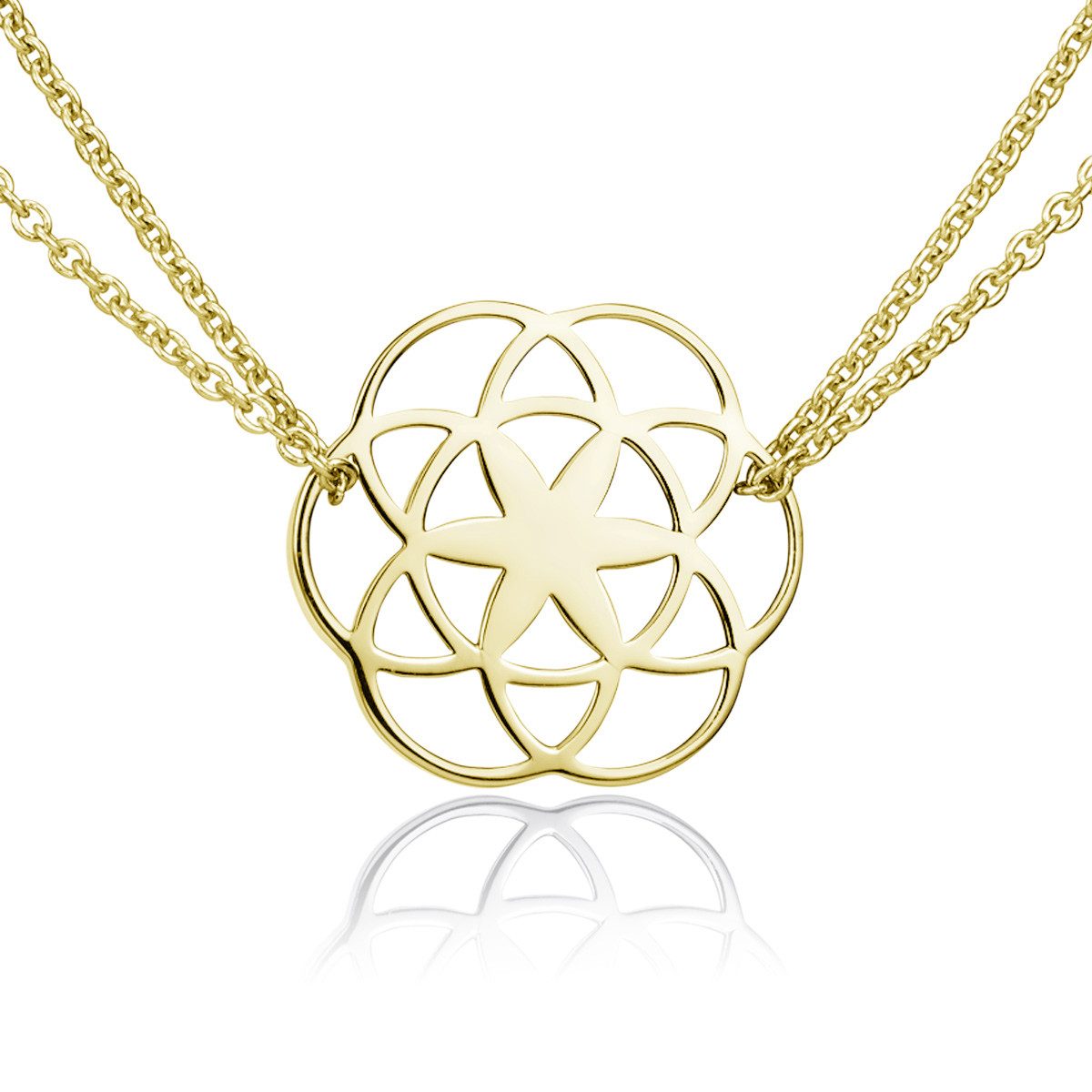 Materia Kette mit Anhänger Lebensblume / Blume des Lebens vergoldet KA-450-gold, aus 925 Sterling Silber