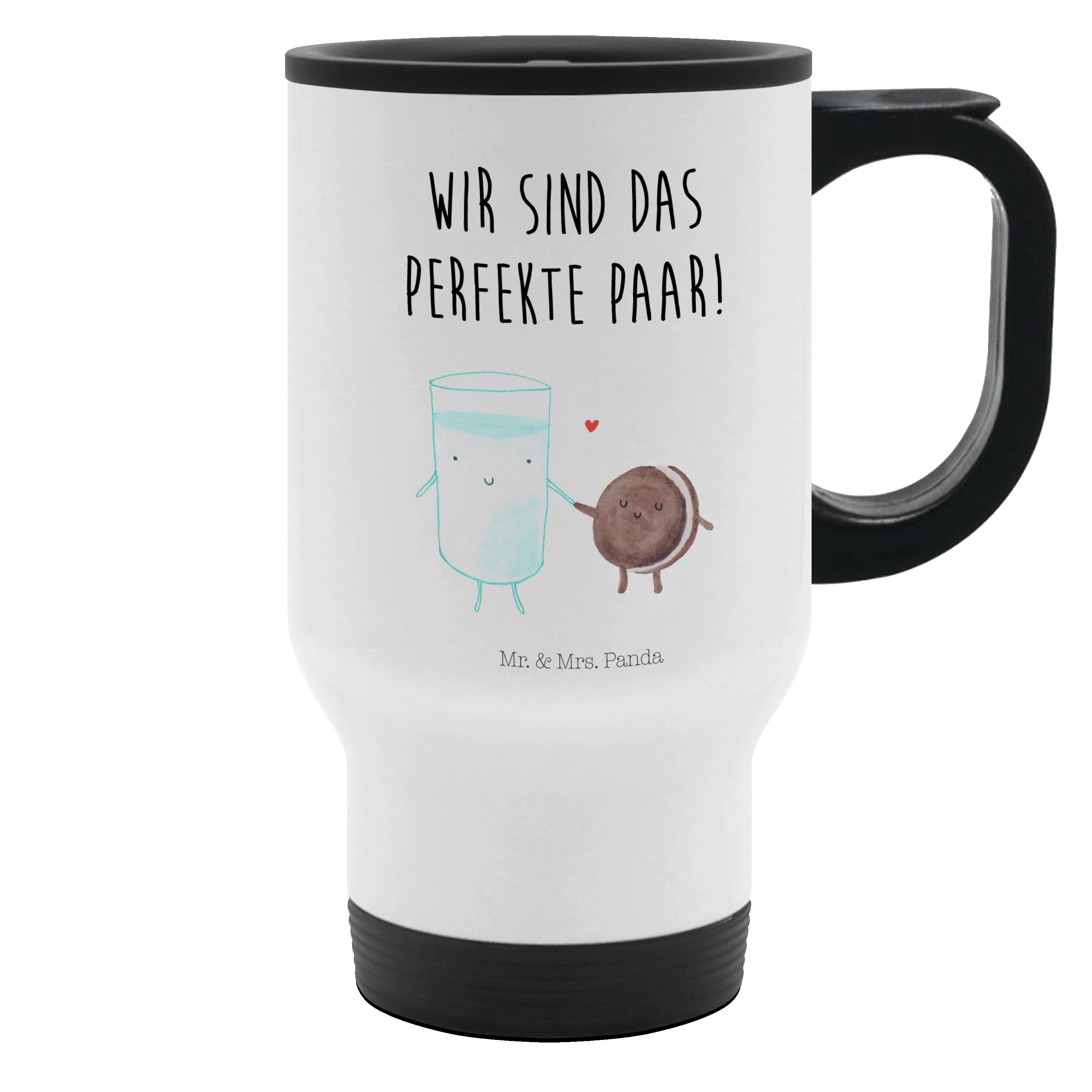 Mr. & Mrs. Panda Thermobecher »Milch & Keks Weiß lustige Sprüche