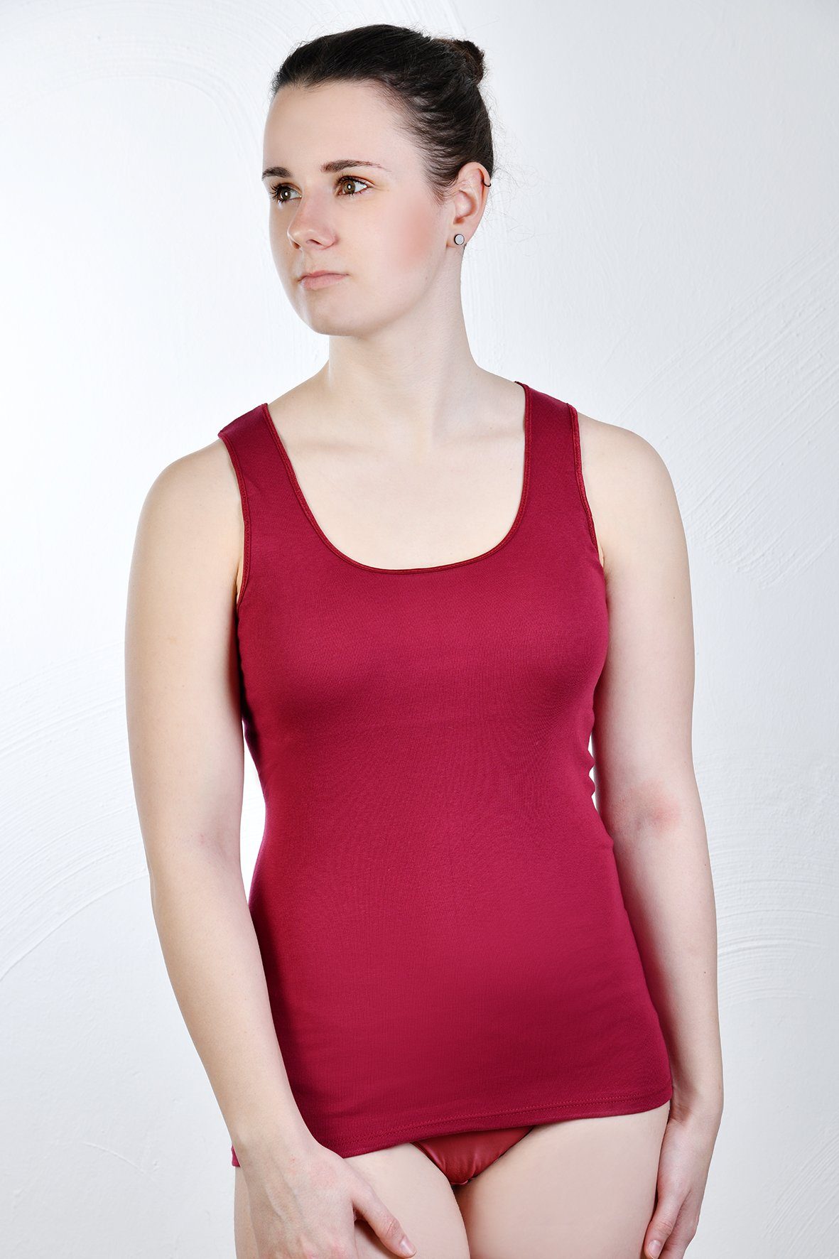 Toker Collection® Unterhemd Damen Achselhemd mit Satinkante 2 Stück  (Packung, 2er-Pack) aus reiner Baumwolle