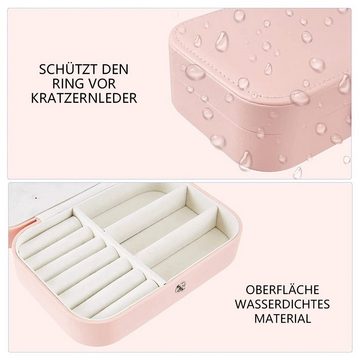 BOTC Schmuckkasten PU-Leder Schmuckaufbewahrung Schmuckkoffer (Schmuckschatulle, Unverzichtbar für die Reise, Aufbewahrungsbox für Schmuck), Schmuckschatulle, Kunstleder, handgehalten, Rosa