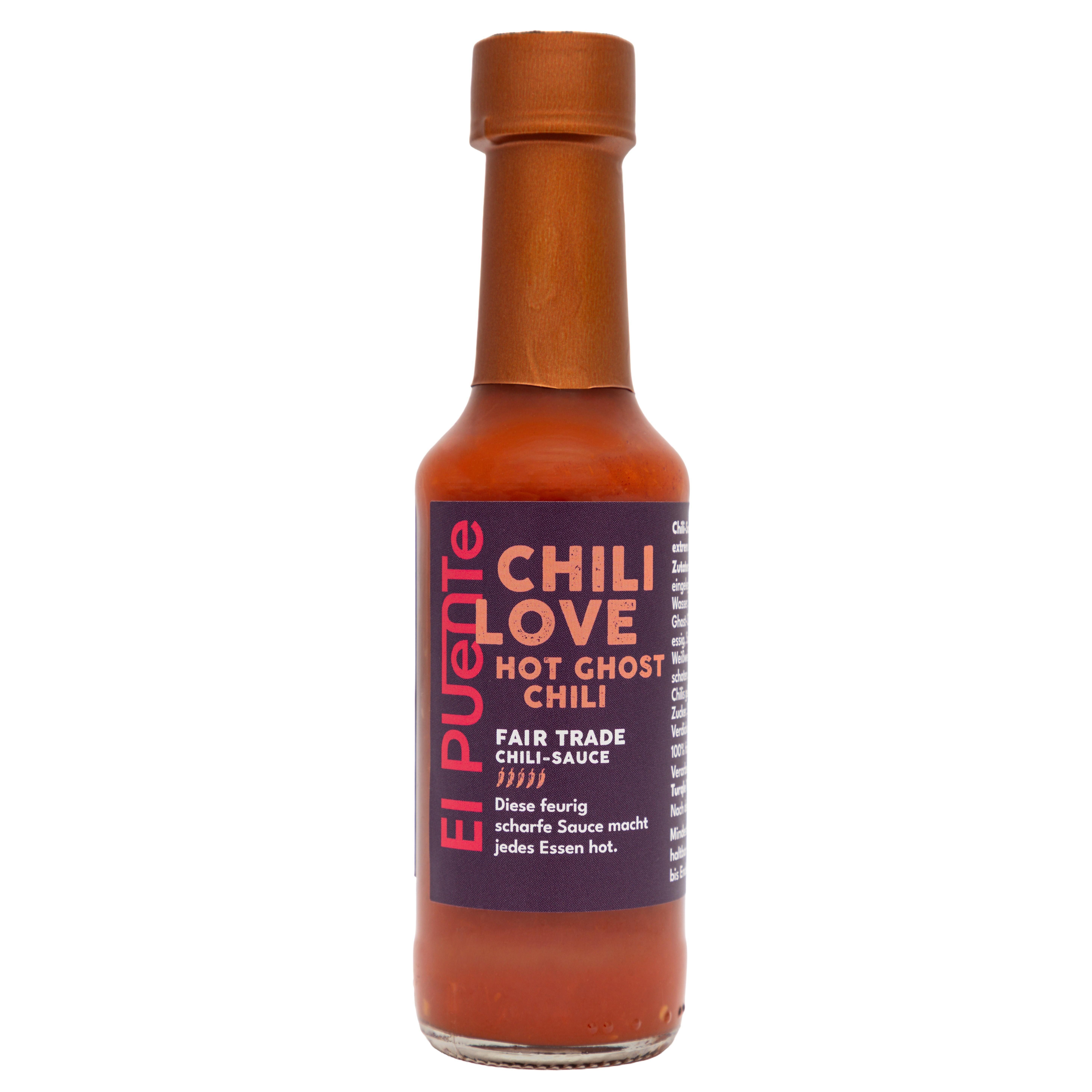 El Puente Grillsauce Chili Love Sauce - Ghost Chili extrem scharf, Fair Trade, Vegan, Handmade