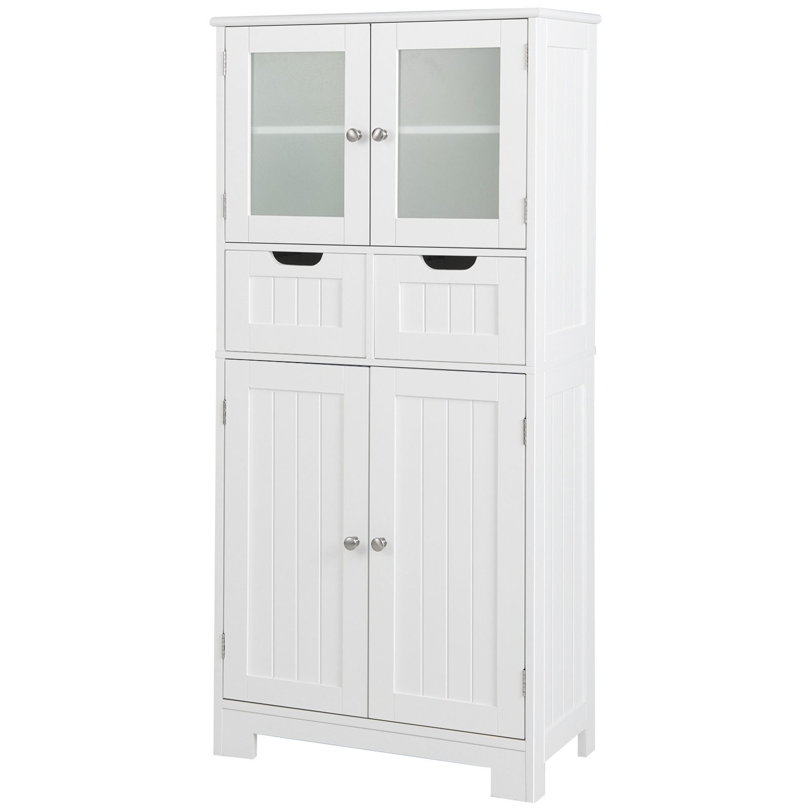 COSTWAY Badkommode, Badschrank mit Schublade, verstellbarem Regal, weiß 128cm