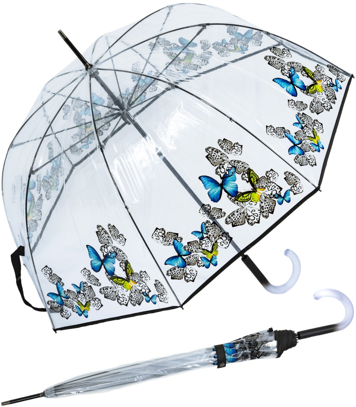 Knirps® Langregenschirm Damen Glockenschirm C.760 transparent 2Float, durchsichtig, mit schönem Aufdruck