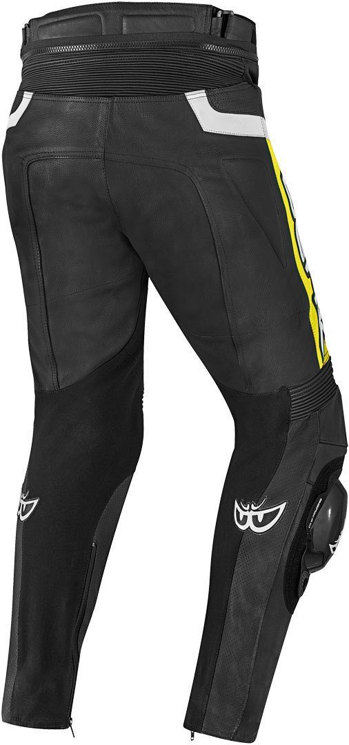 Lederhose Motorrad Misle Black/White/Yellow Berik Motorradhose