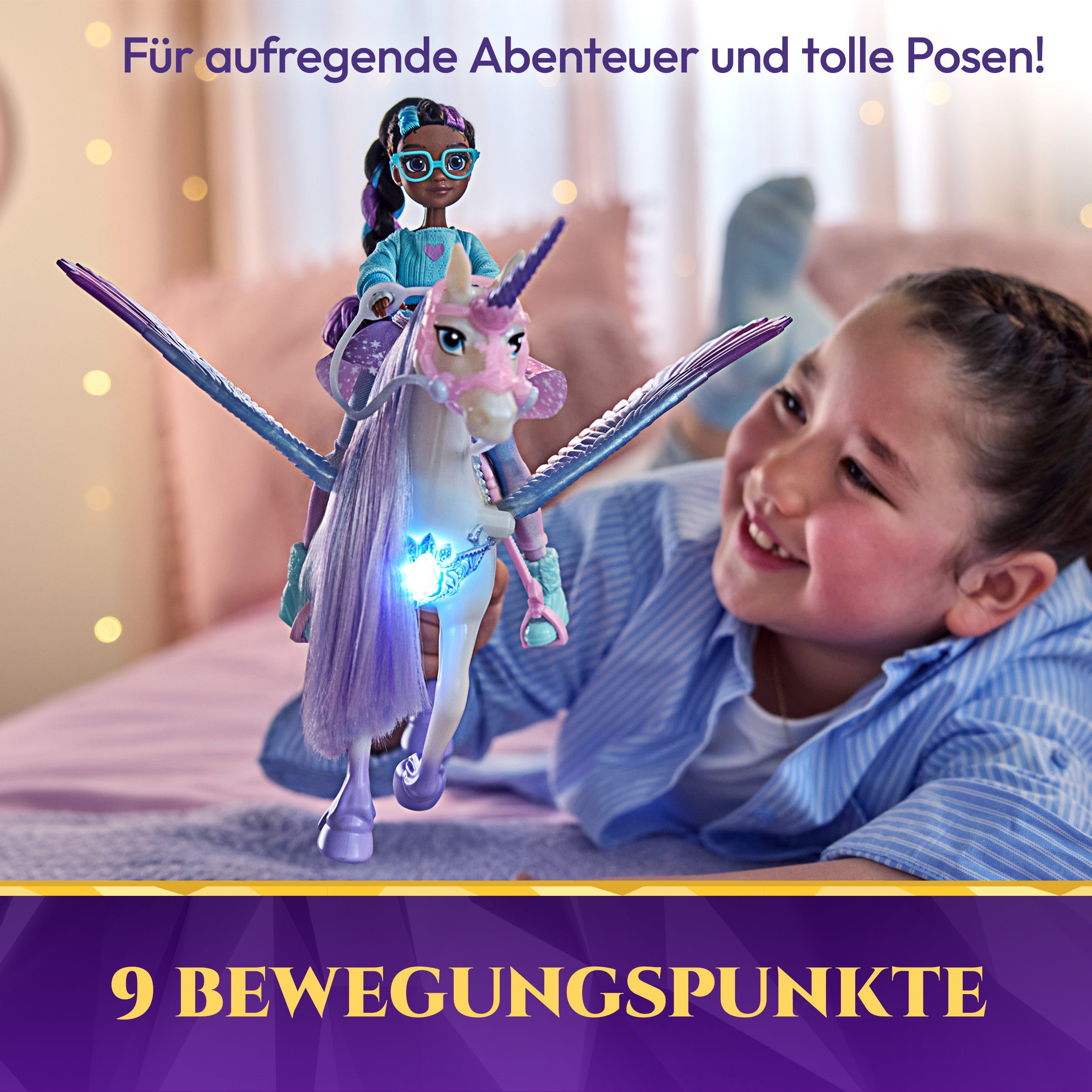 Spin Master Anziehpuppe Unicorn Academy - Edelsteinmagie Layla & Interaktives Einhorn Glacier, mit Licht und Sound – Bild 5 von 5