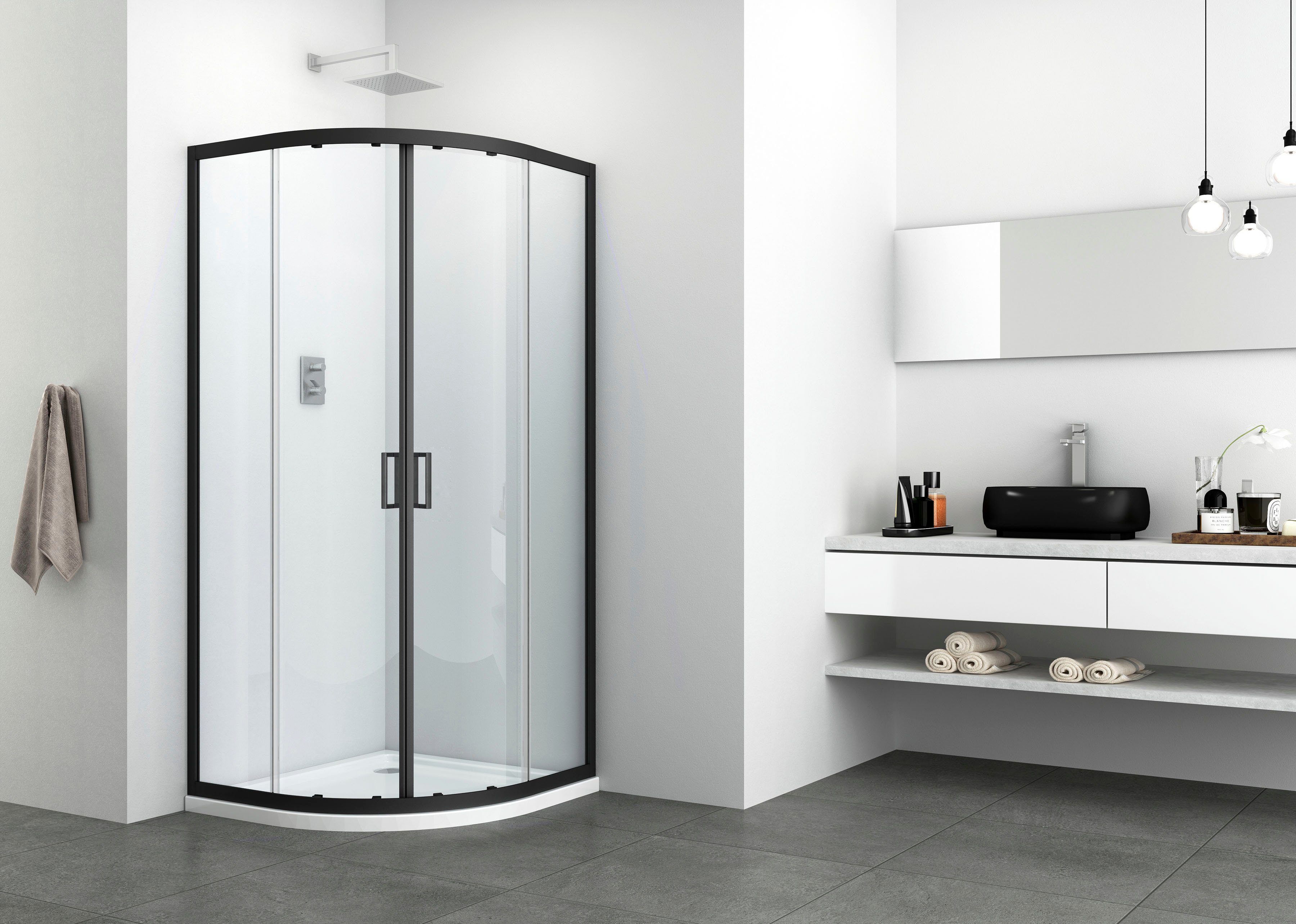 Sanotechnik Runddusche Elite, BxT: 90x90 cm, Sicherheitsglas, 195 cm Höhe