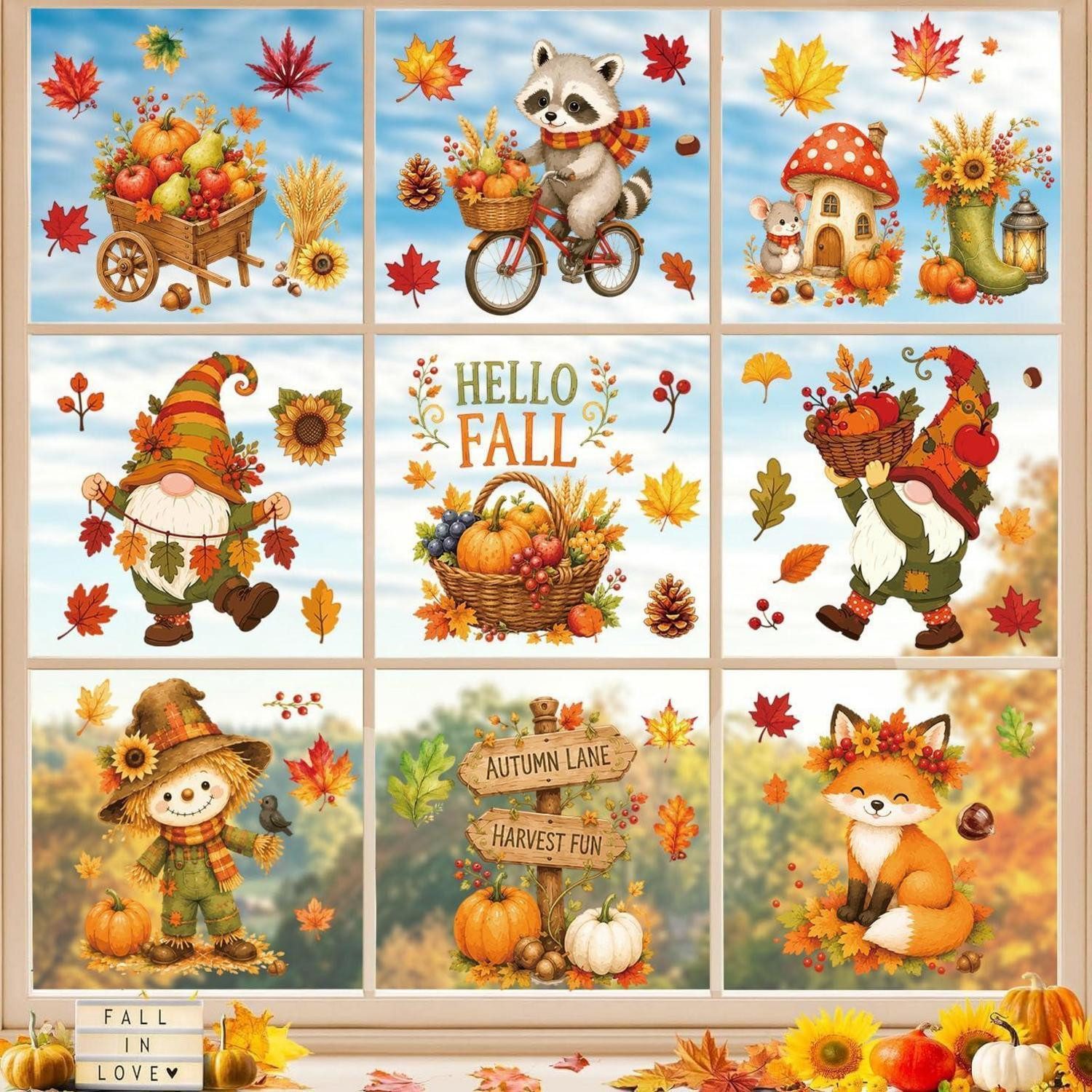 LuxusKollektion Fensterbild Fensterbilder Herbst Selbstklebend Bunt