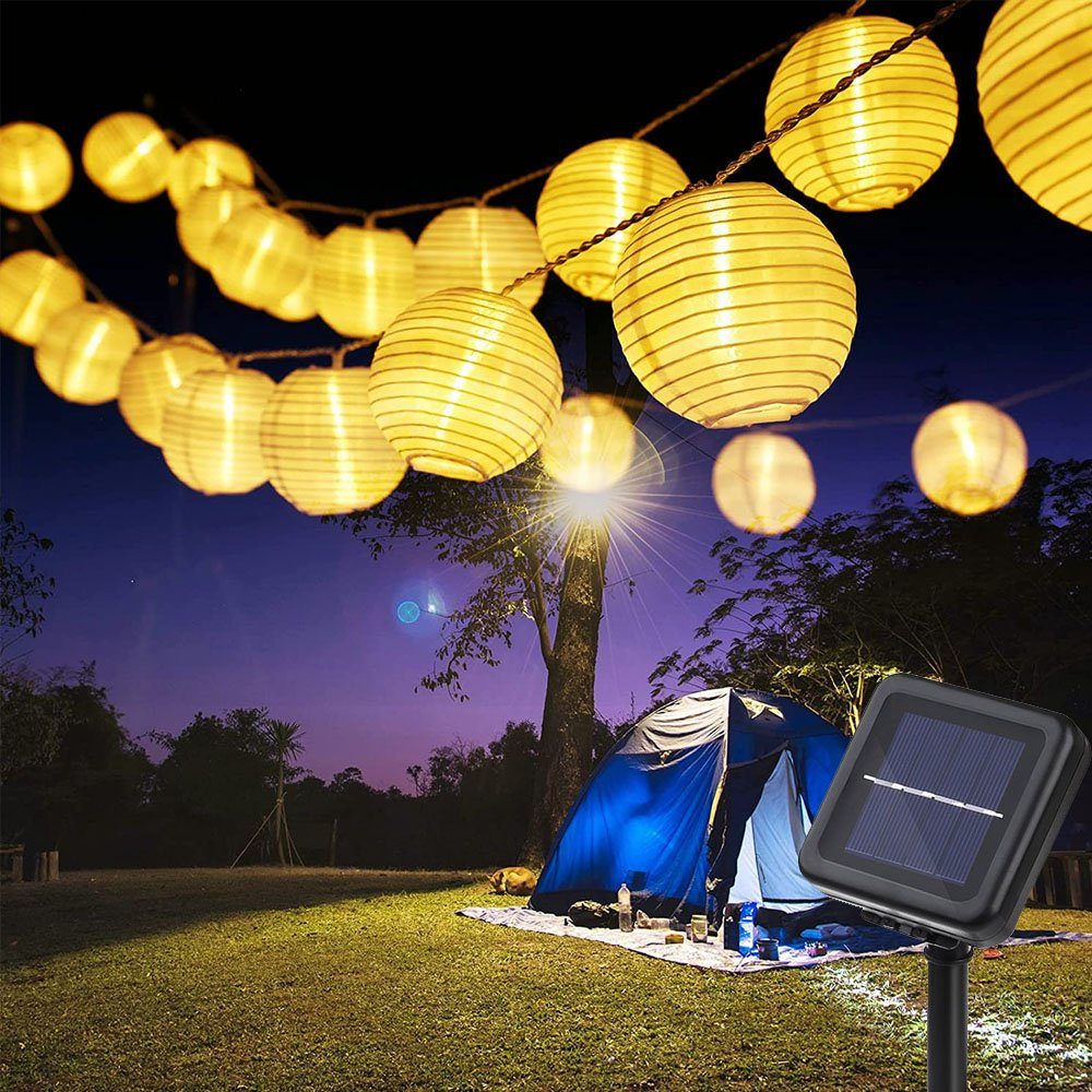 Solar LED zggzerg LED-Lichterkette Lampions Modi Lichterkette 8 30 6,5M Aussen, Warmweiß