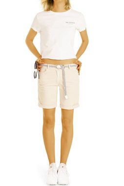 be styled Shorts Chino Stoff Shorts - Kurze lockere Hosen mit Gürtel - Damen - h23a in Unifarben, mit Gürtel