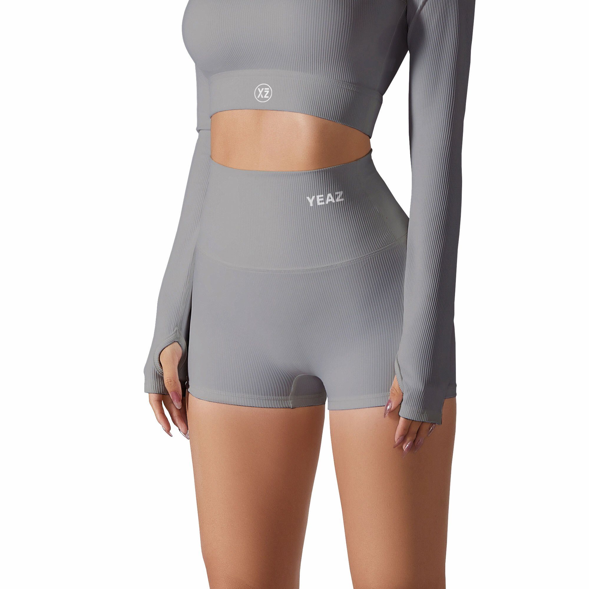 LEVEL (2-tlg) shorts CLUB Yogashorts grau shape YEAZ