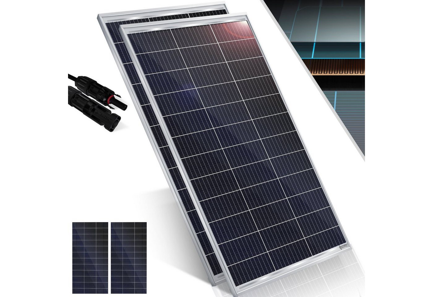 KESSER Solarmodul, (2-St), Solarpanel Monokristallin 18V Photovoltaik Solaranlage PV Anlage