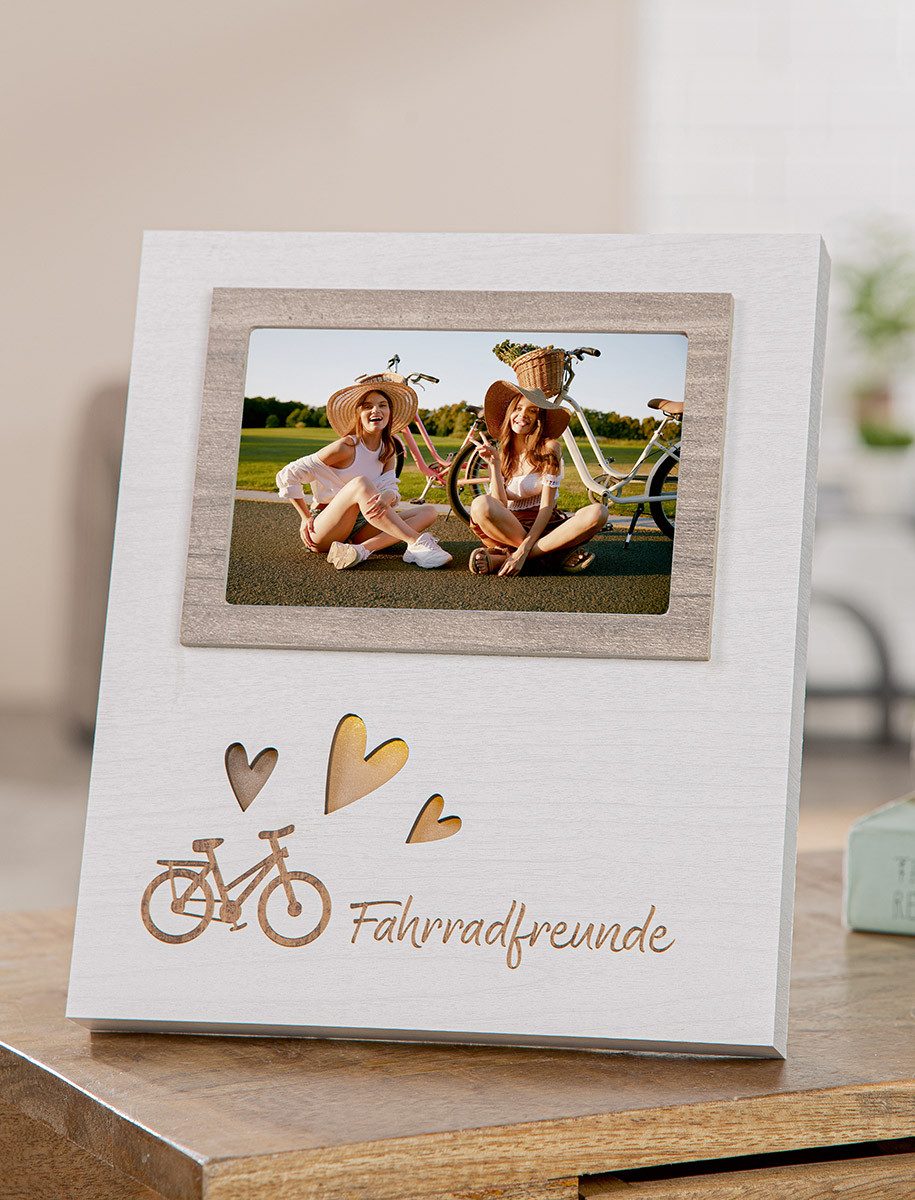 GILDE Рамки Fahrradliebe Fotorahmen LED Fahrradfreunde Weiß Braun 25cm, (1 St)