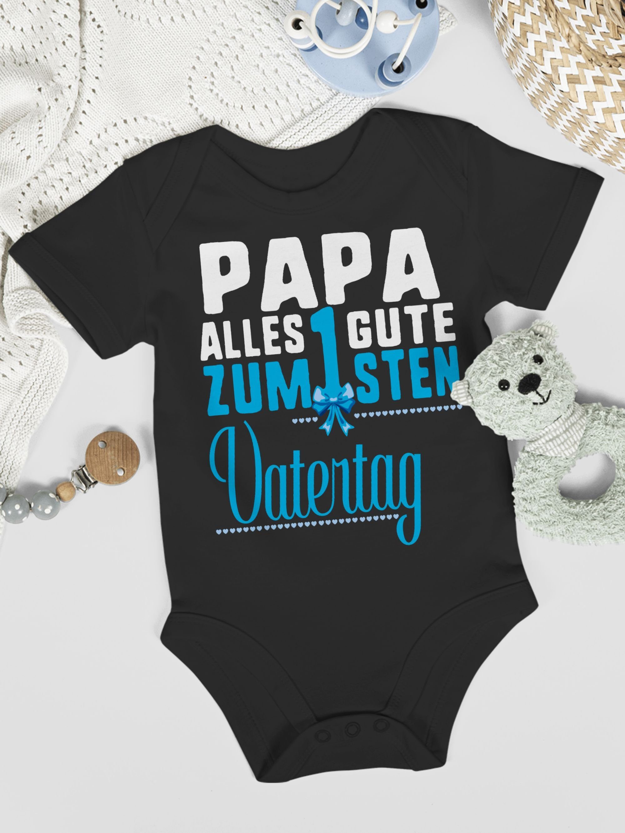 Shirtracer Shirtbody Baby Vatertag alles Geschenk zum Schwarz blau Guten 1sten Vatertag 2 Papa