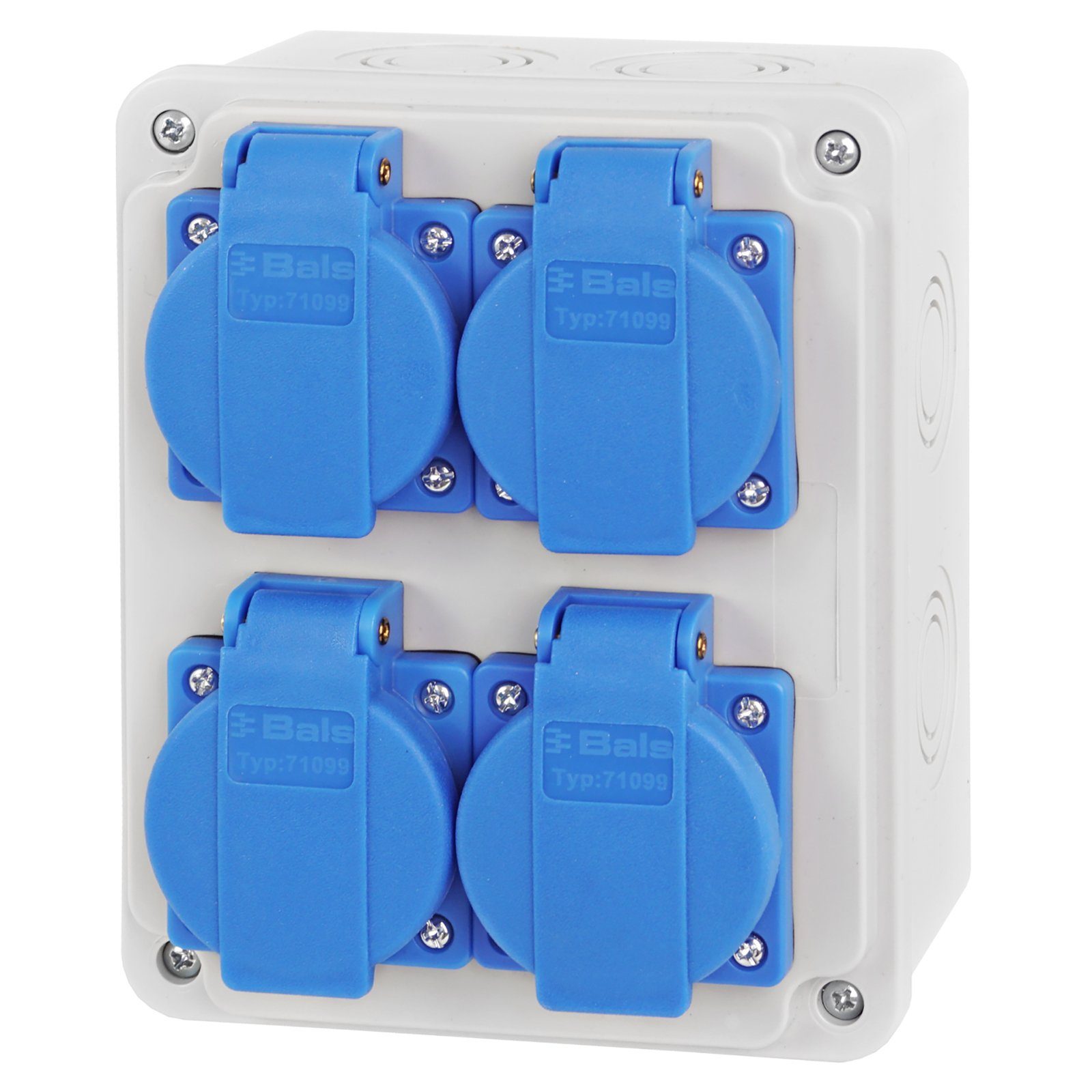 ADELID Stromverteiler, Baustromverteiler Wandverteiler 4x 230V Bals Schuko Steckdosen IP65