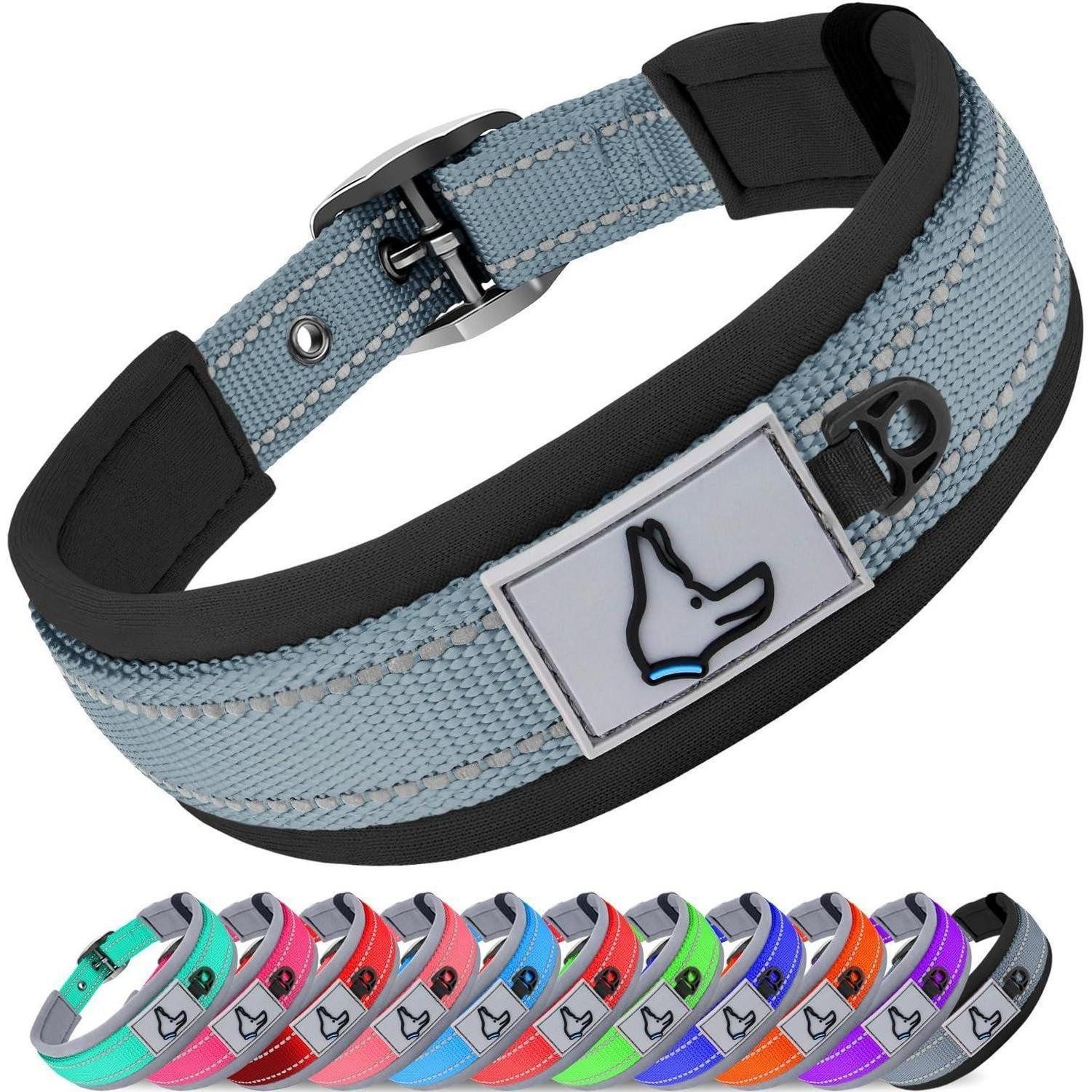 LuxusKollektion Hunde-Halsband Hundehalsband Gepolstert Neopren Grau S
