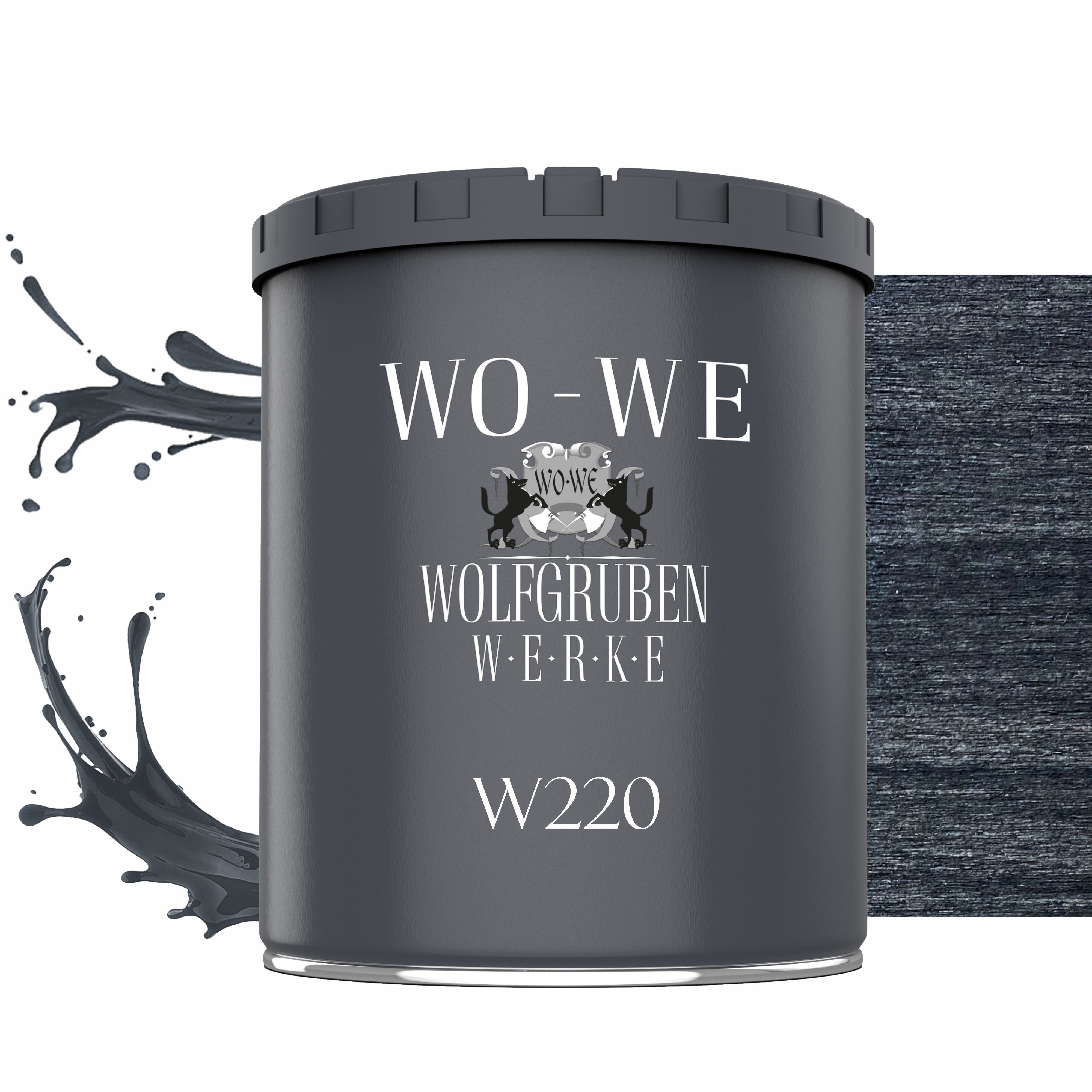 WO-WE Dickschichtlasur Holzschutzlasur 2in1 Holzlasur W220, 1-2,5L, Lösemittelfrei, UV-stabil Ebenholz