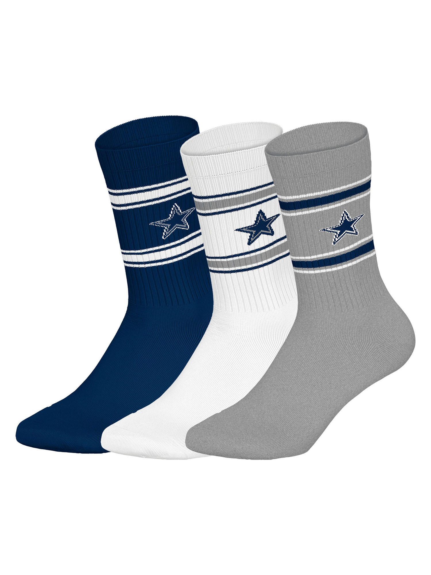 NFL Freizeitsocken Dallas Cowboys Crew (3-Paar) Casual Socken, Alltagssocken