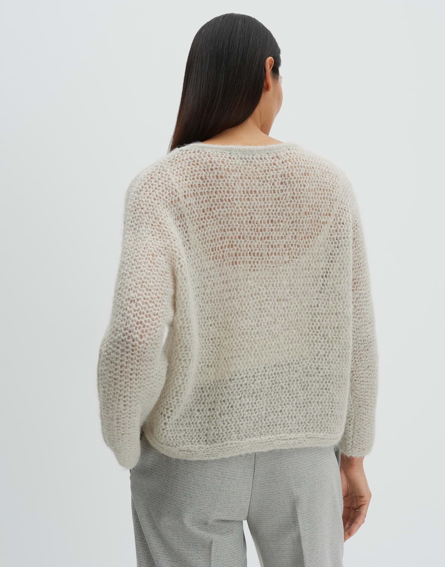 someday Strickpullover Talume Weite Passform mit Lochstrickmuster, verkürzte Ärmel