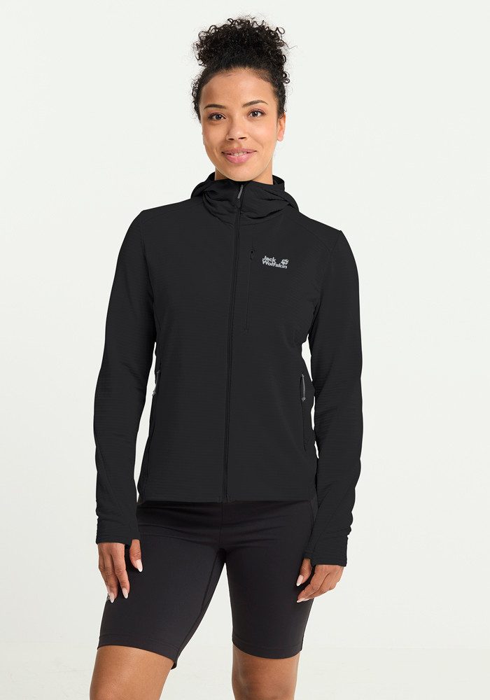 Jack Wolfskin Fleecejacke LITESTRIDE HOODED FZ W atmungsaktiv, leicht, Übergangsjacke