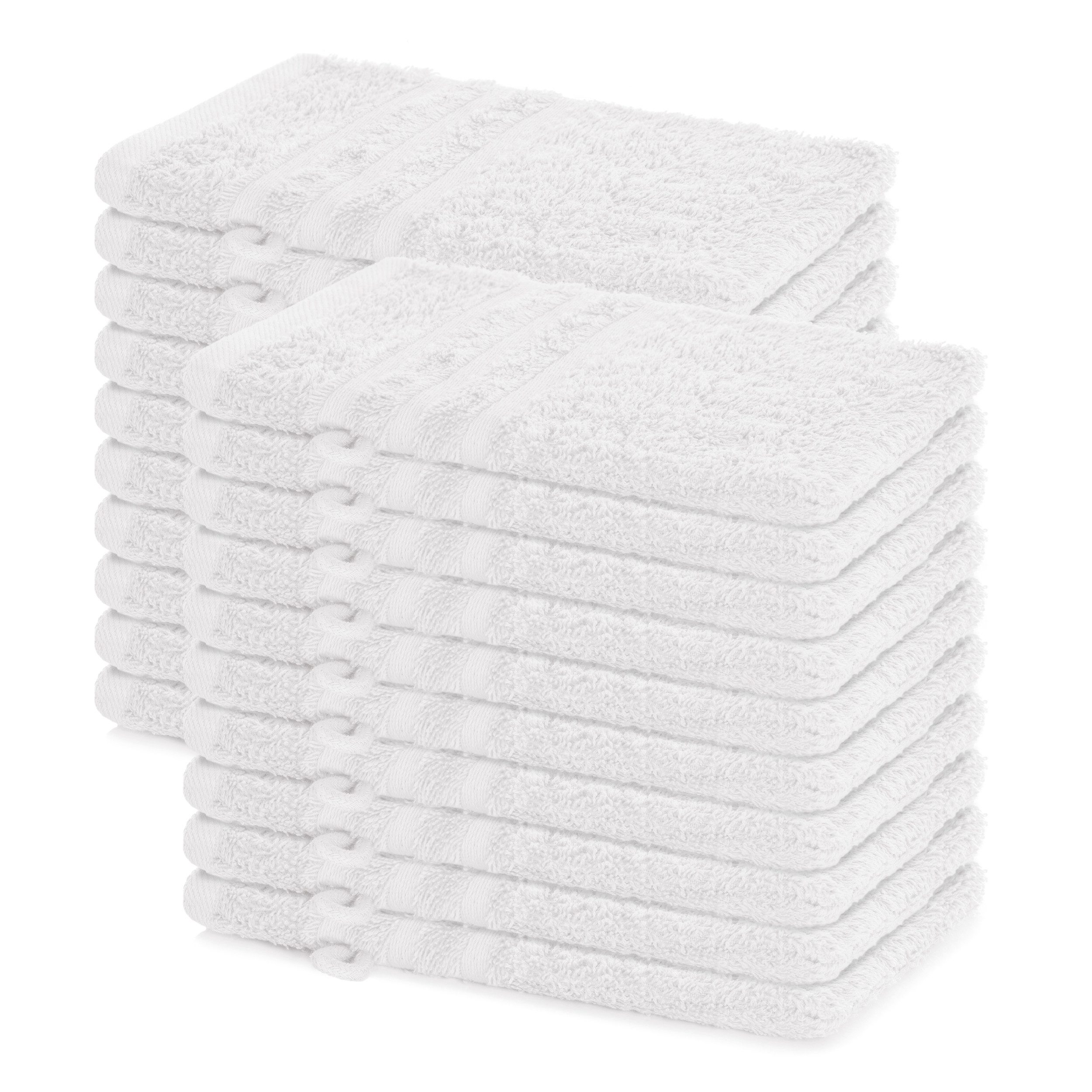 Lavea Waschhandschuh 20er Set Waschhandschuhe, 15 x 21 cm, Elena-Frottierserie, Waschlappen, (20-St), 500 g/m² Frottier, weich & saugstark, pflegeleicht