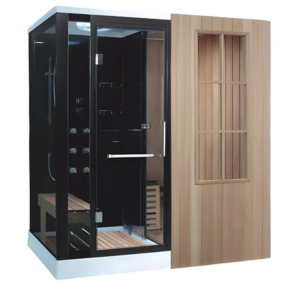 Xlmoebel Dampfdusche XLMOEBEL Massagedusche aus Massivholz mit Hydromassage und Smart Home, BxT: 120x180 cm, Made in Europa
