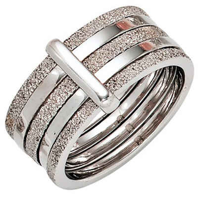Schmuck Krone Silberring Breiter Ring aus 925 Silber teildiamantiert, Silber 925