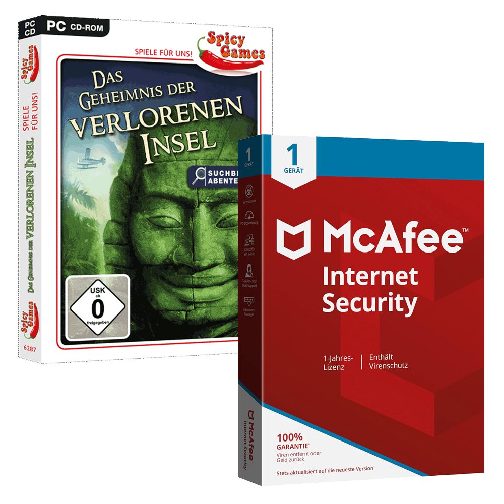 McAfee Internet Security 1 G. / 1 J. + Geheimnis der verlorenen Insel Windows von Mcafee